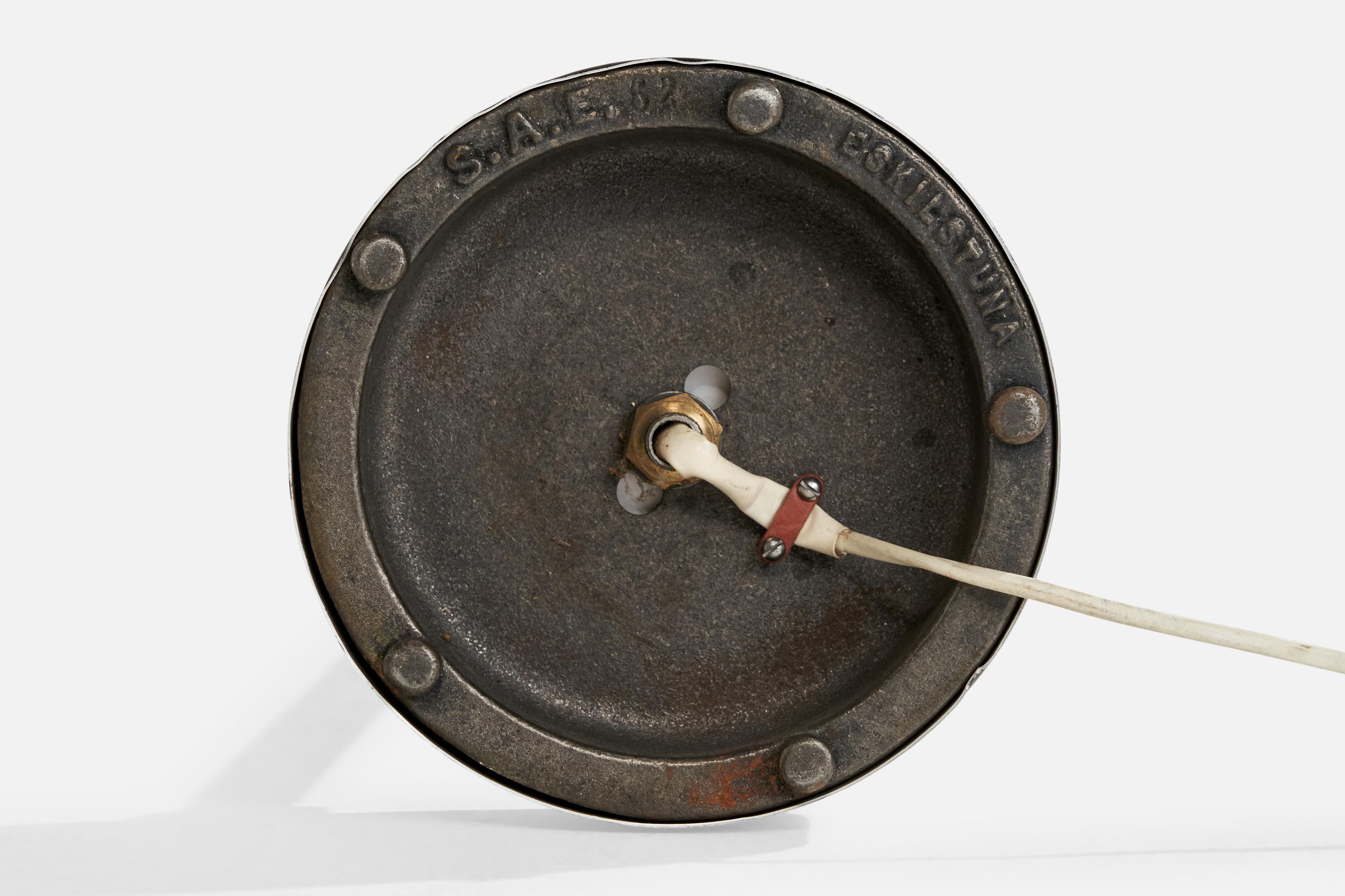 Lampadaire Eskilstuna Elektrofabrik, laiton, métal, tissu, Suède, années 1960 en vente 2