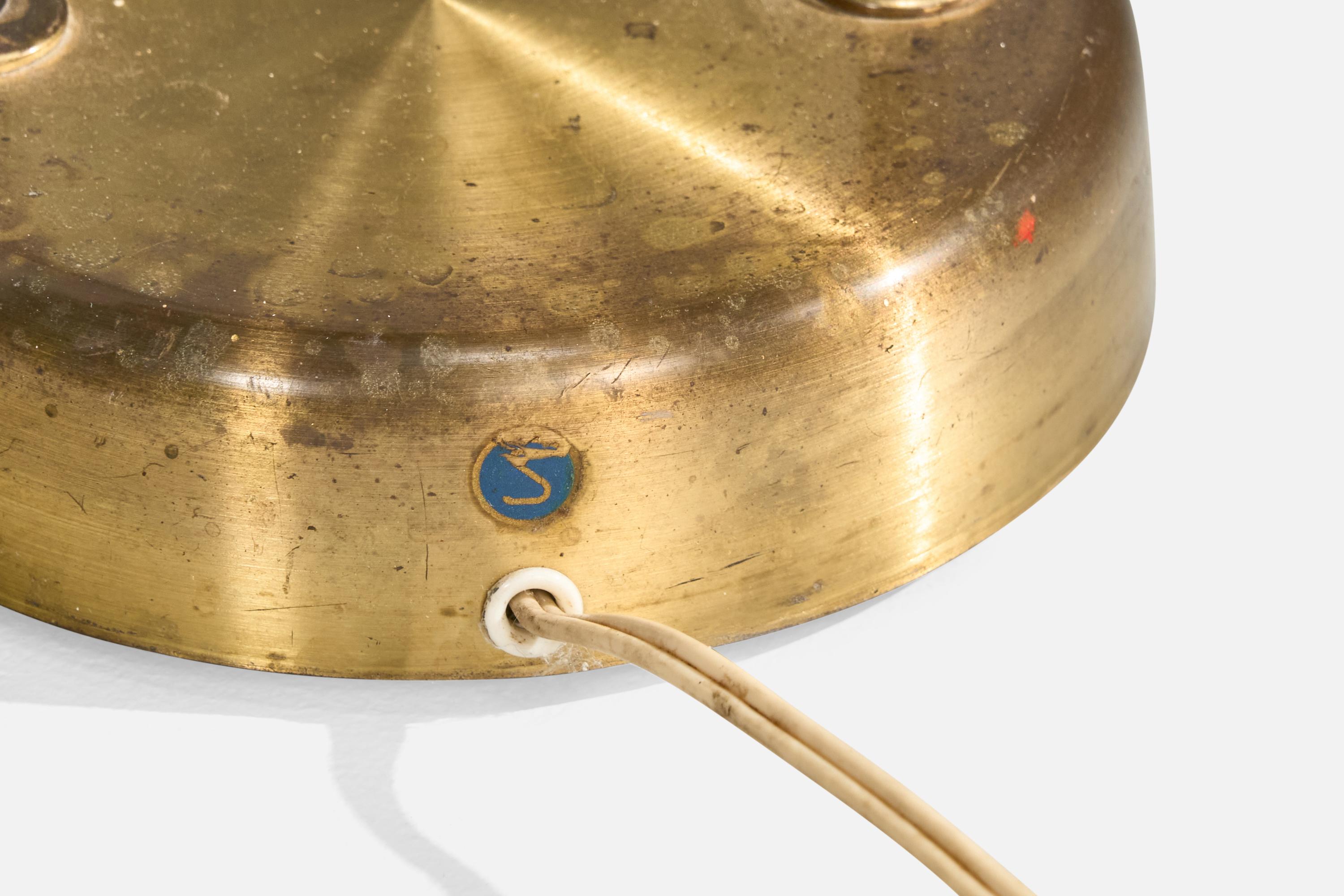 Eskilstuna Elektrofabrik, Floor Lamp, Brass, Metal, Rattan, Sweden 1960s For Sale 5
