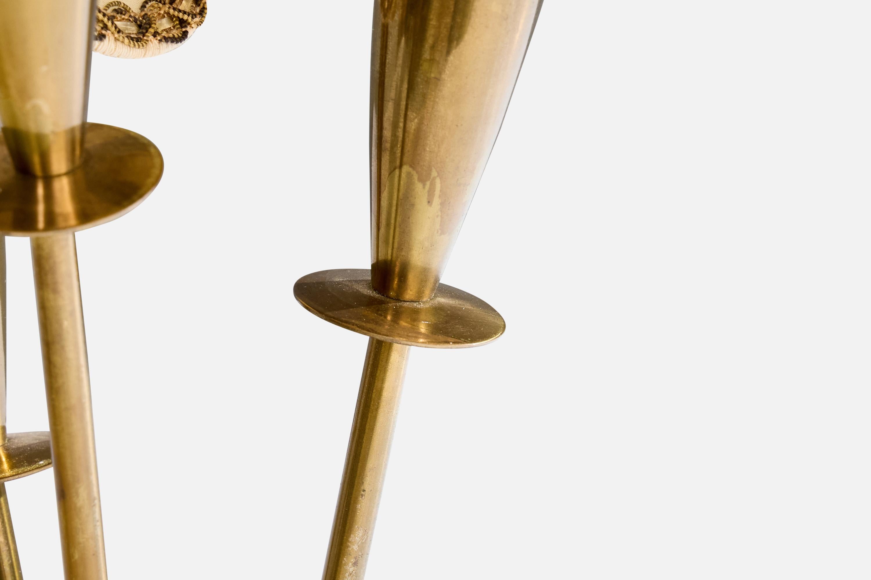 Eskilstuna Elektrofabrik, Table Lamp, Brass, Fabric, Sweden, 1950s In Good Condition For Sale In High Point, NC