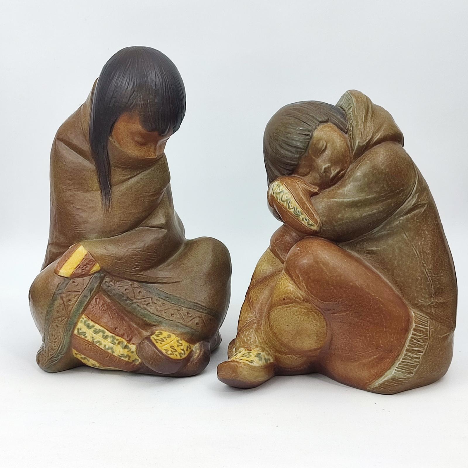 Spanish Eskimo Boy and Eskimo Girl by Lladro, Design Juan Herta, Set of 2, Spain 1970s For Sale