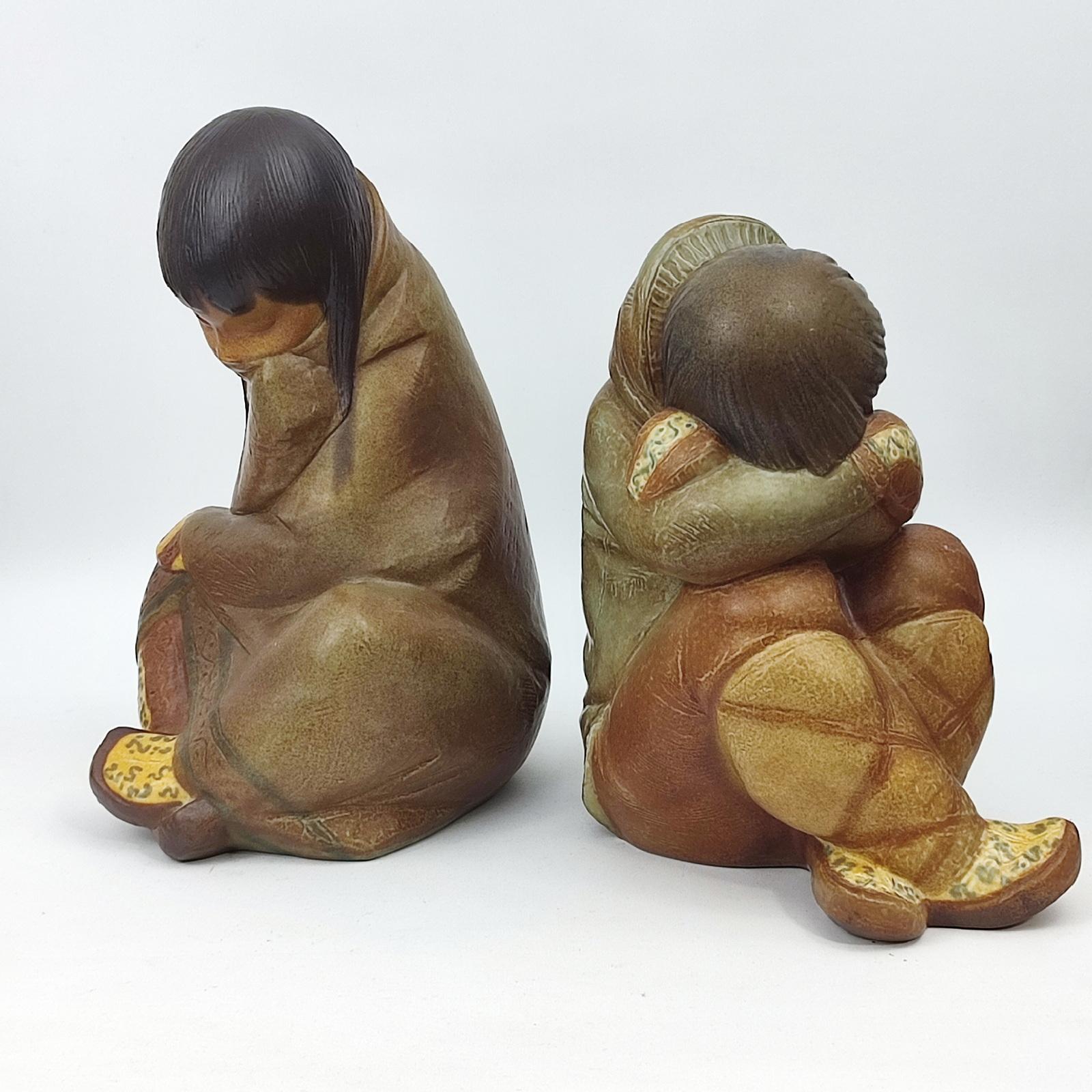 Late 20th Century Eskimo Boy and Eskimo Girl by Lladro, Design Juan Herta, Set of 2, Spain 1970s For Sale