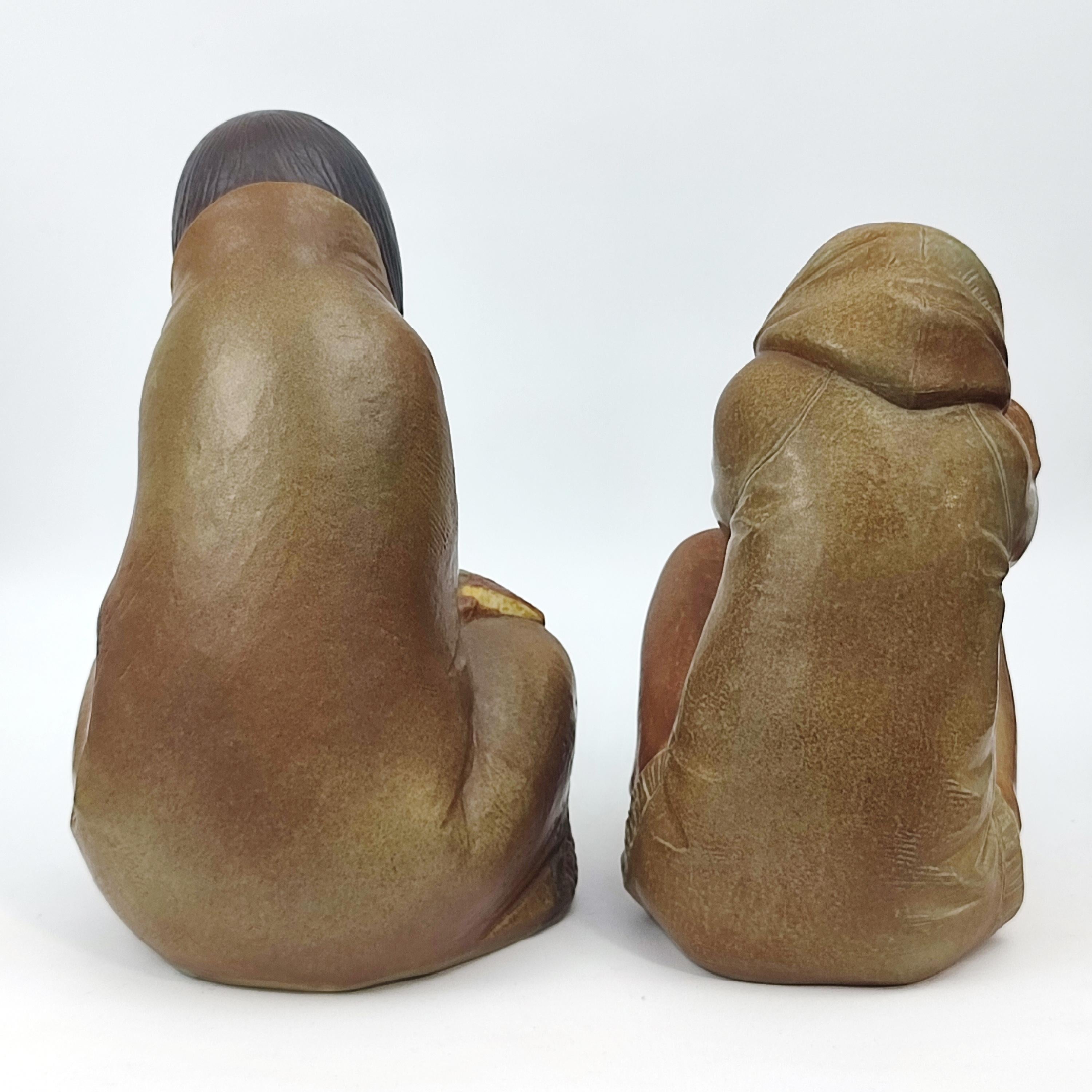 Ceramic Eskimo Boy and Eskimo Girl by Lladro, Design Juan Herta, Set of 2, Spain 1970s For Sale