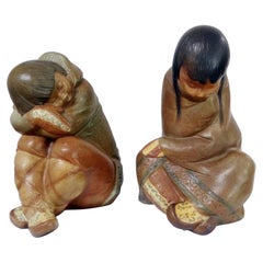 Eskimo Boy and Eskimo Girl by Lladro, Design Juan Herta, Set of 2, Spain 1970s