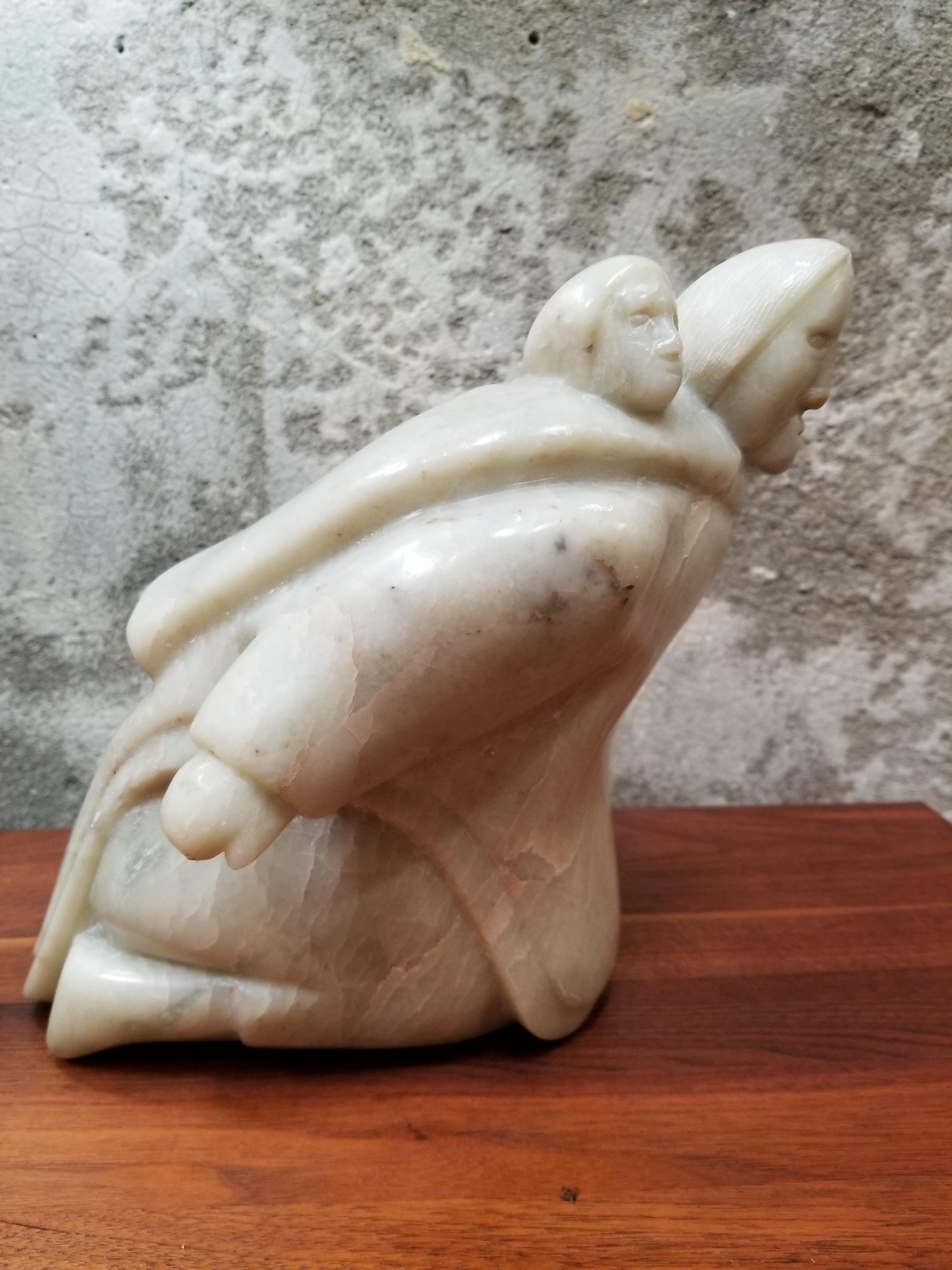 Canadian Eskimo / Inuit Mother and Child Soapstone Sculpture