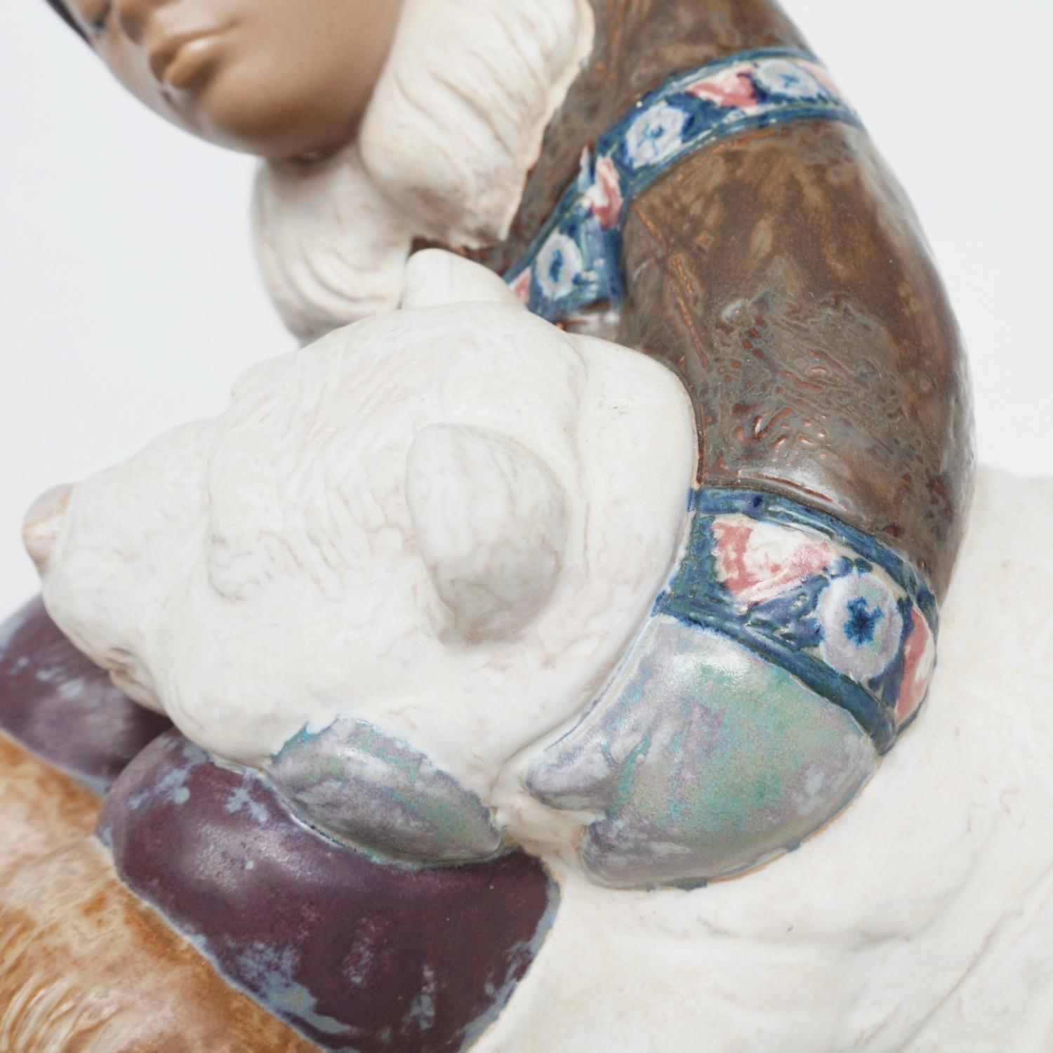 20th Century 'Inuit Girl Playing' Pottery Figurine by Lladró