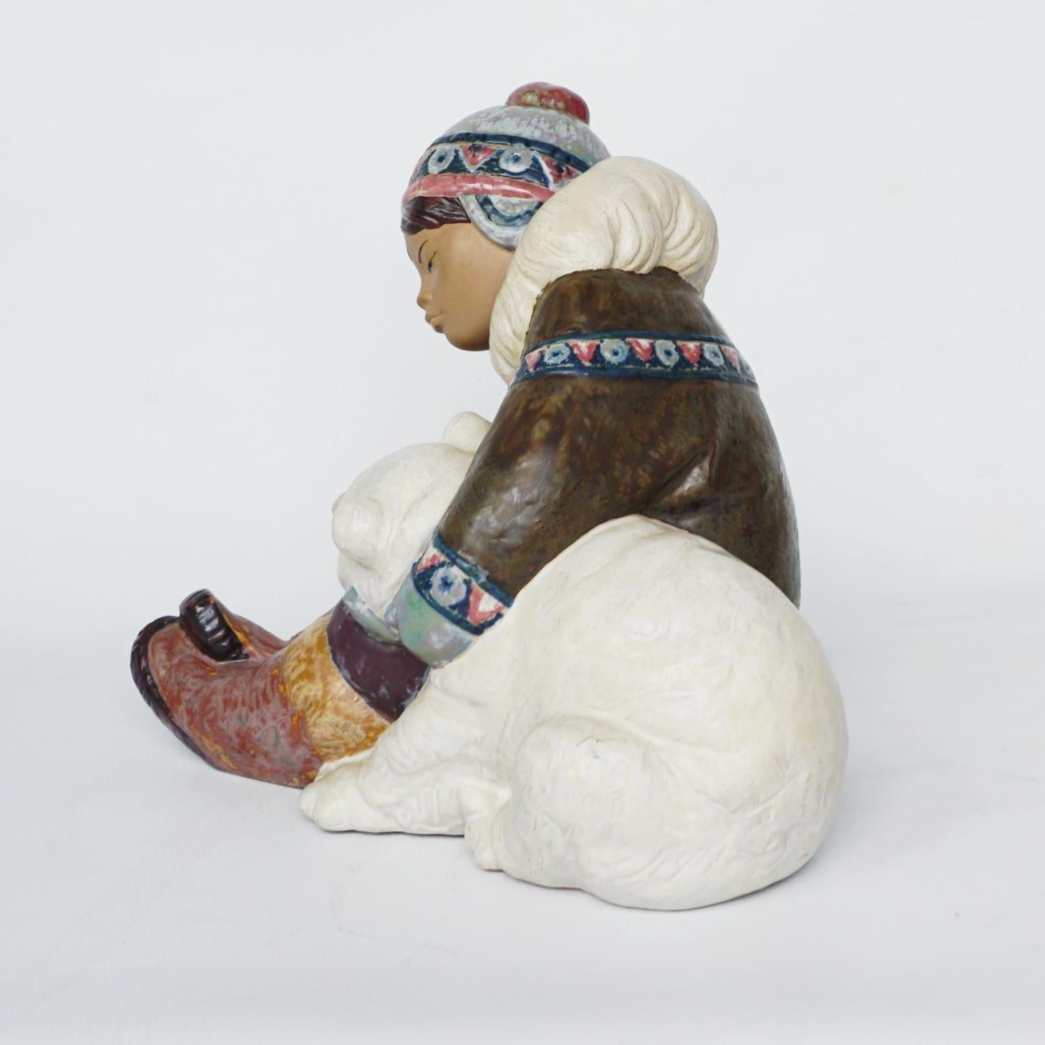'Inuit Girl Playing' Pottery Figurine by Lladró 1