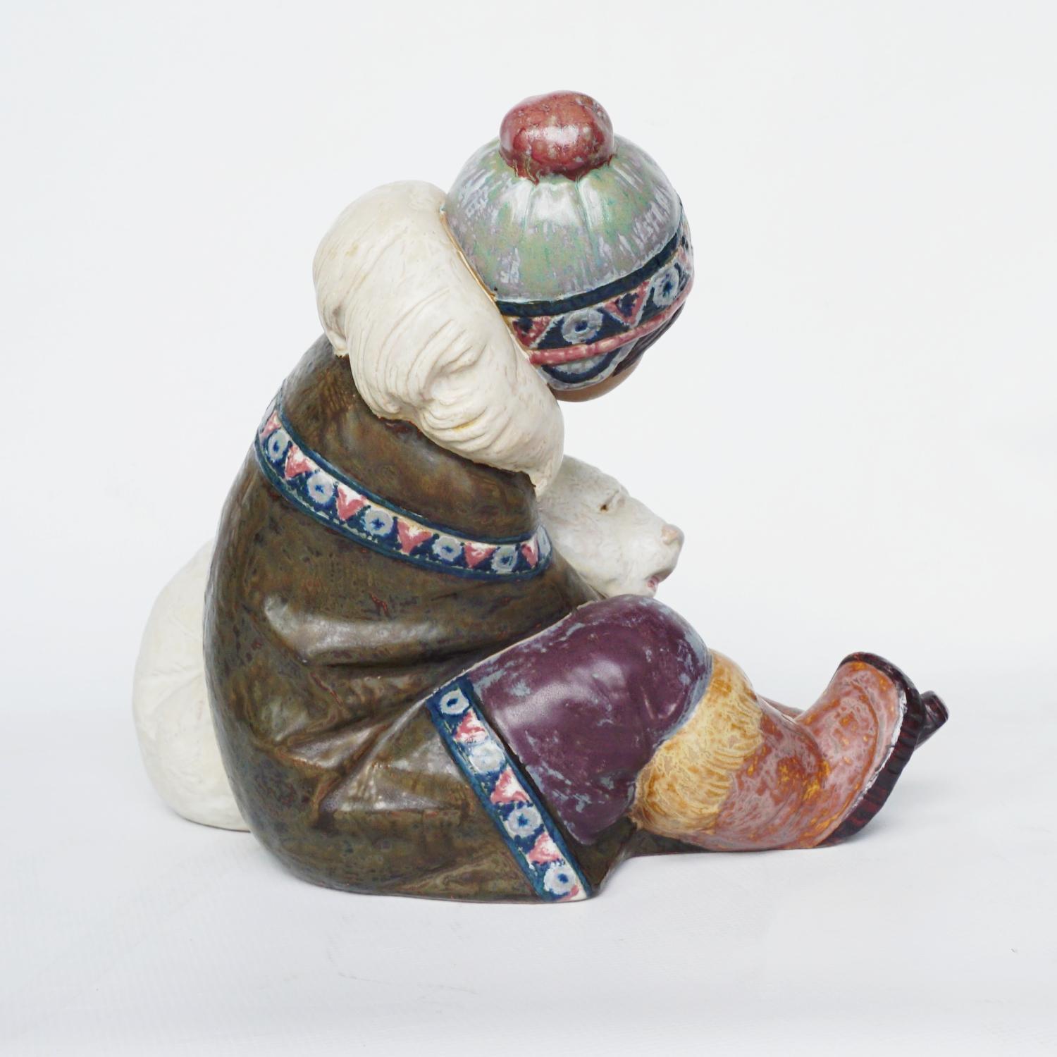 'Inuit Girl Playing' Pottery Figurine by Lladró 4