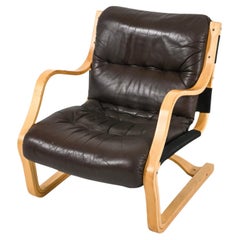 Vintage Esko Pajamies for ASKO Leather 'Koivutaru' Lounge Chair