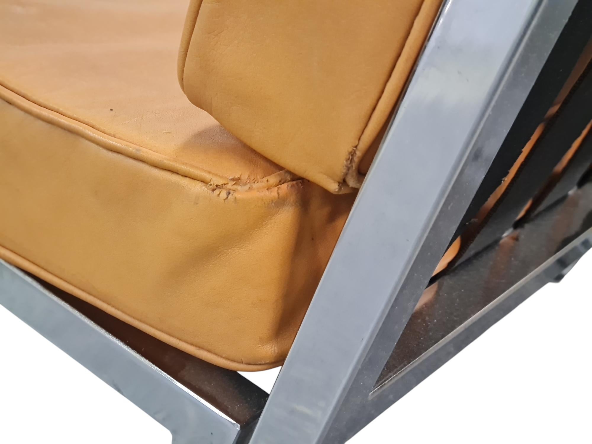 Mid-20th Century Esko Pajamies & Toivo Korhonen, Pair of Lounge Chairs in Leather and Steel 1960s For Sale