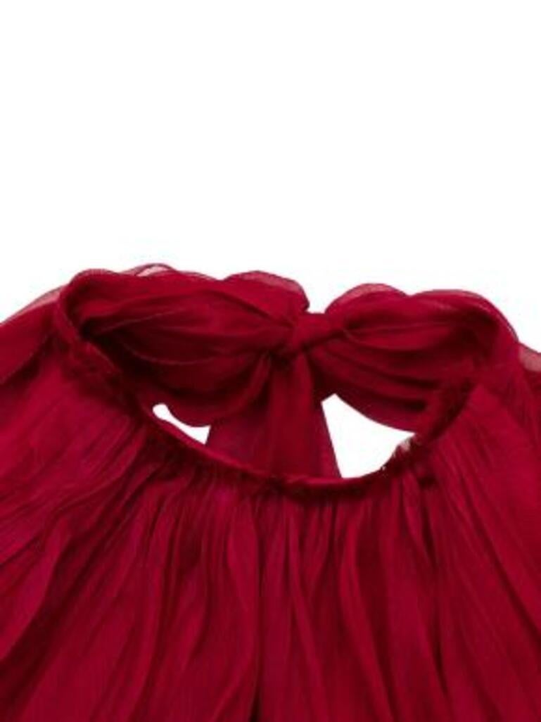 Eslem Pleated Hot Fuscia Silk Evening Gown For Sale 1
