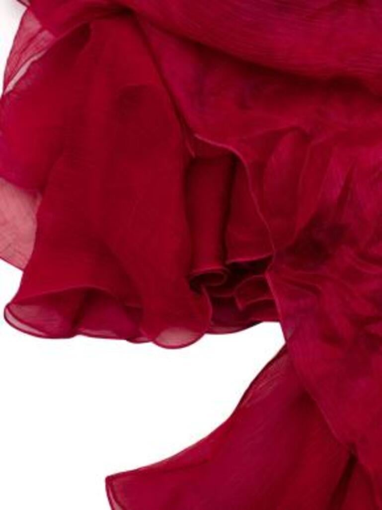 Eslem Pleated Hot Fuscia Silk Evening Gown For Sale 3