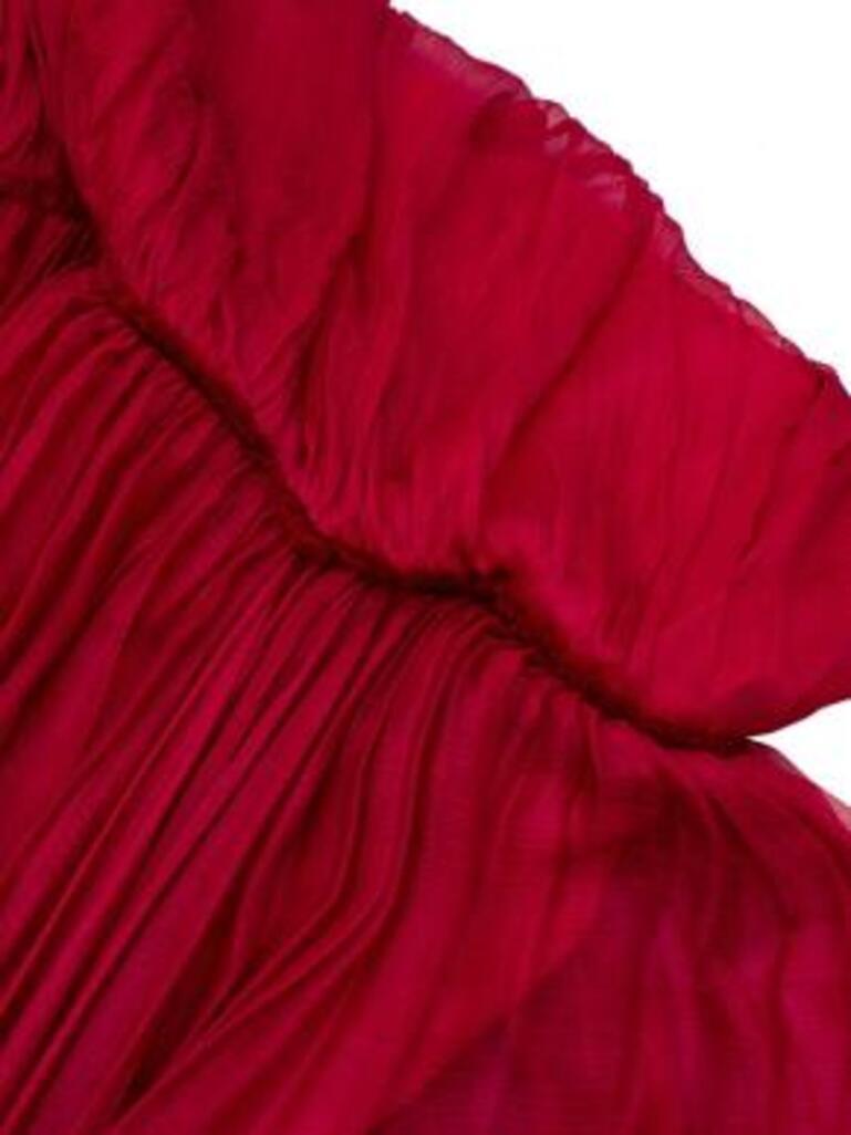 Eslem Pleated Hot Fuscia Silk Evening Gown For Sale 4