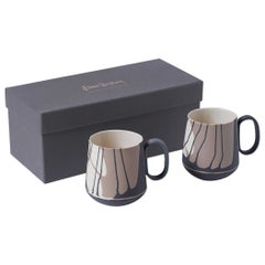 Esma Dereboy Tazza a tubo in porcellana fatta a mano Set di 2 colori Wave Black&Rock&Ivory