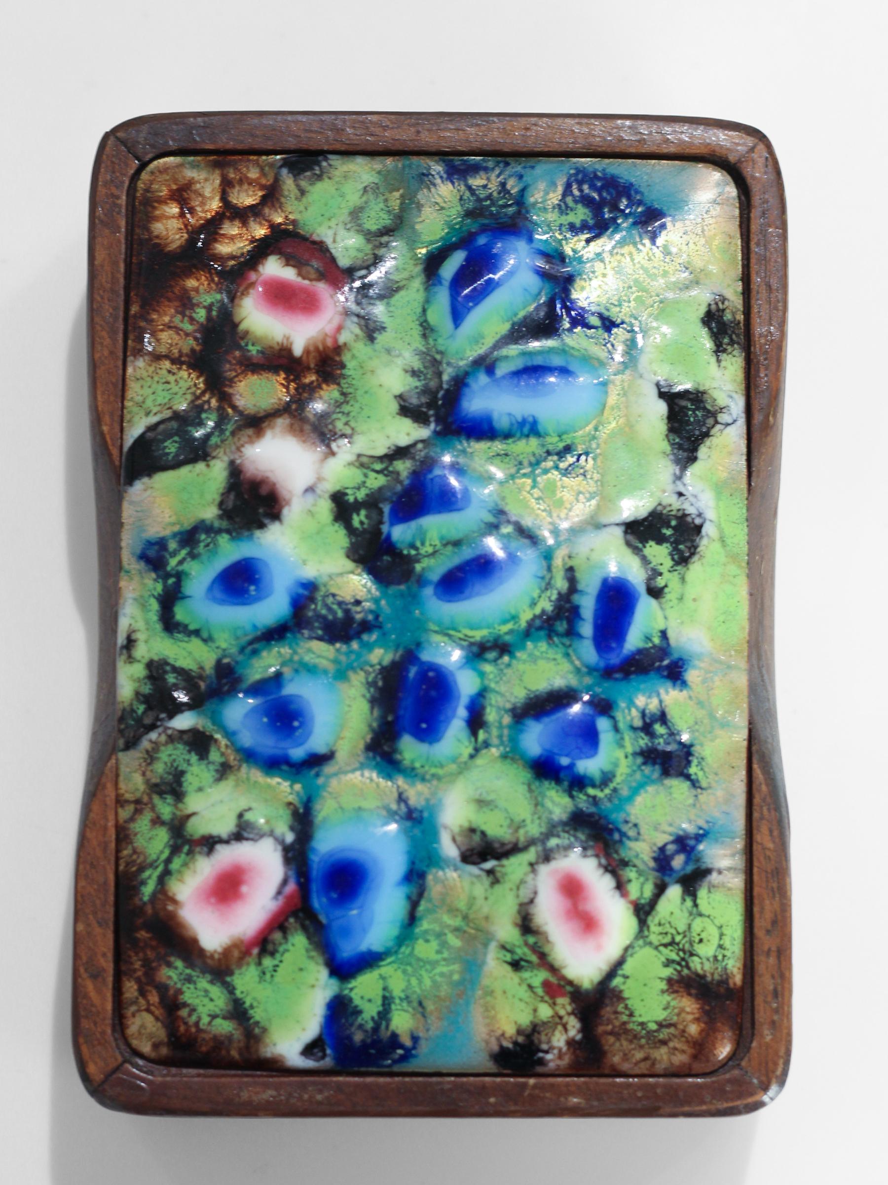 Esmaltes J. Amorós Caja de esmalte verde y madera tallada Español en venta