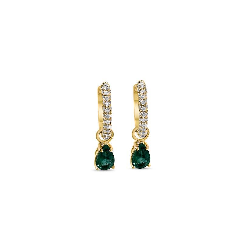 Umwandelbare Huggies aus Esme mit Smaragd und Diamanten - Ohrringe (Tropfenschliff) im Angebot