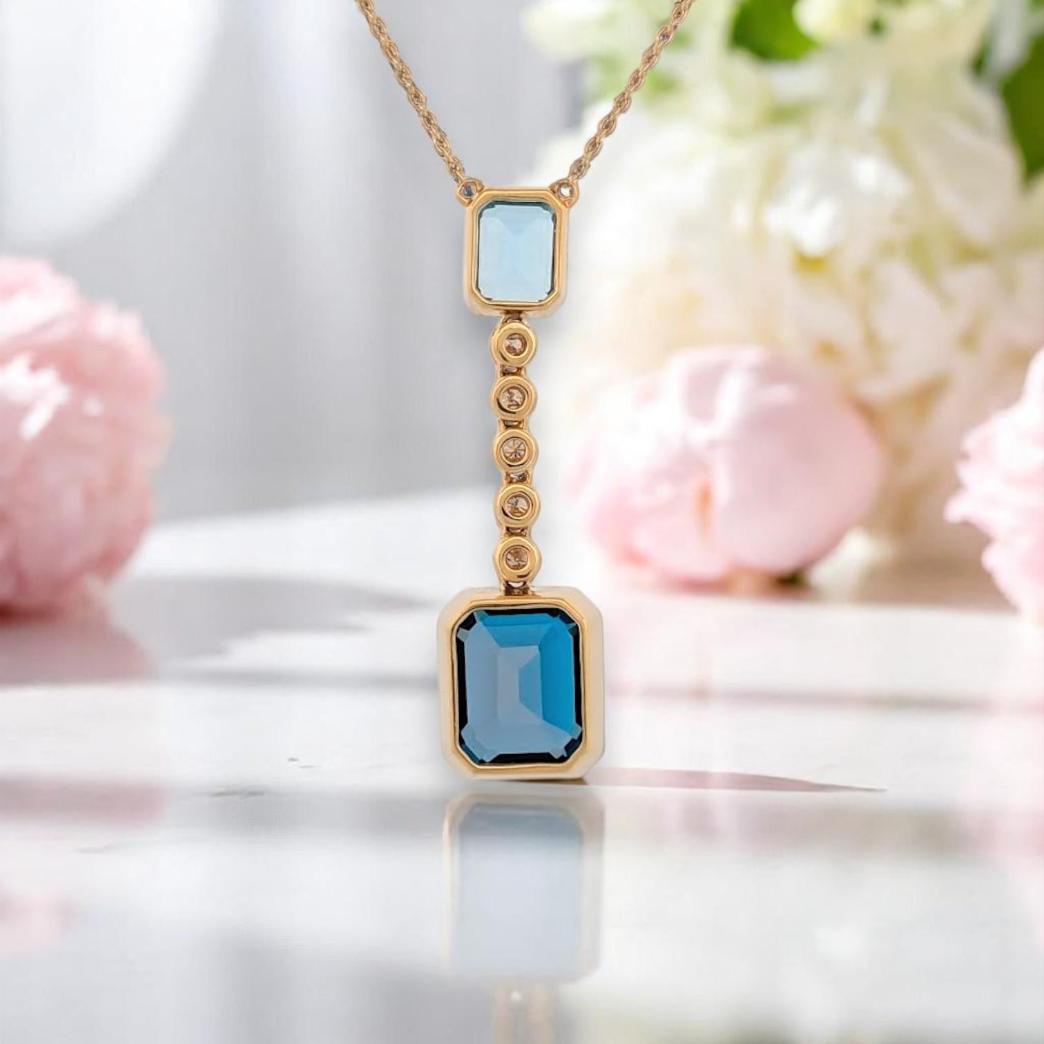 Collier Esmeralda, or jaune 18 carats avec topaze bleue de 2,05 carats Neuf - En vente à Greeneville, TN