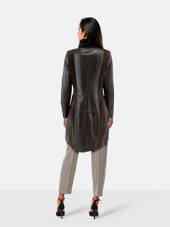 Esocco Brown Sheep Leather & Rabbit Fur Coat Size XL