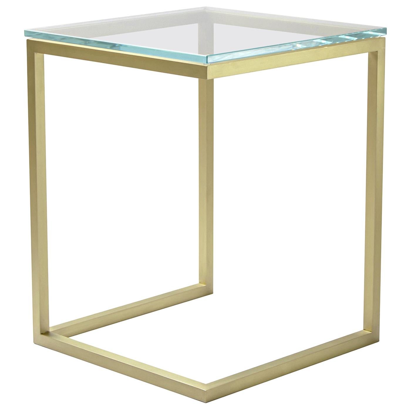 Esopo Brass and Glass Side Table by Antonio Saporito For Sale
