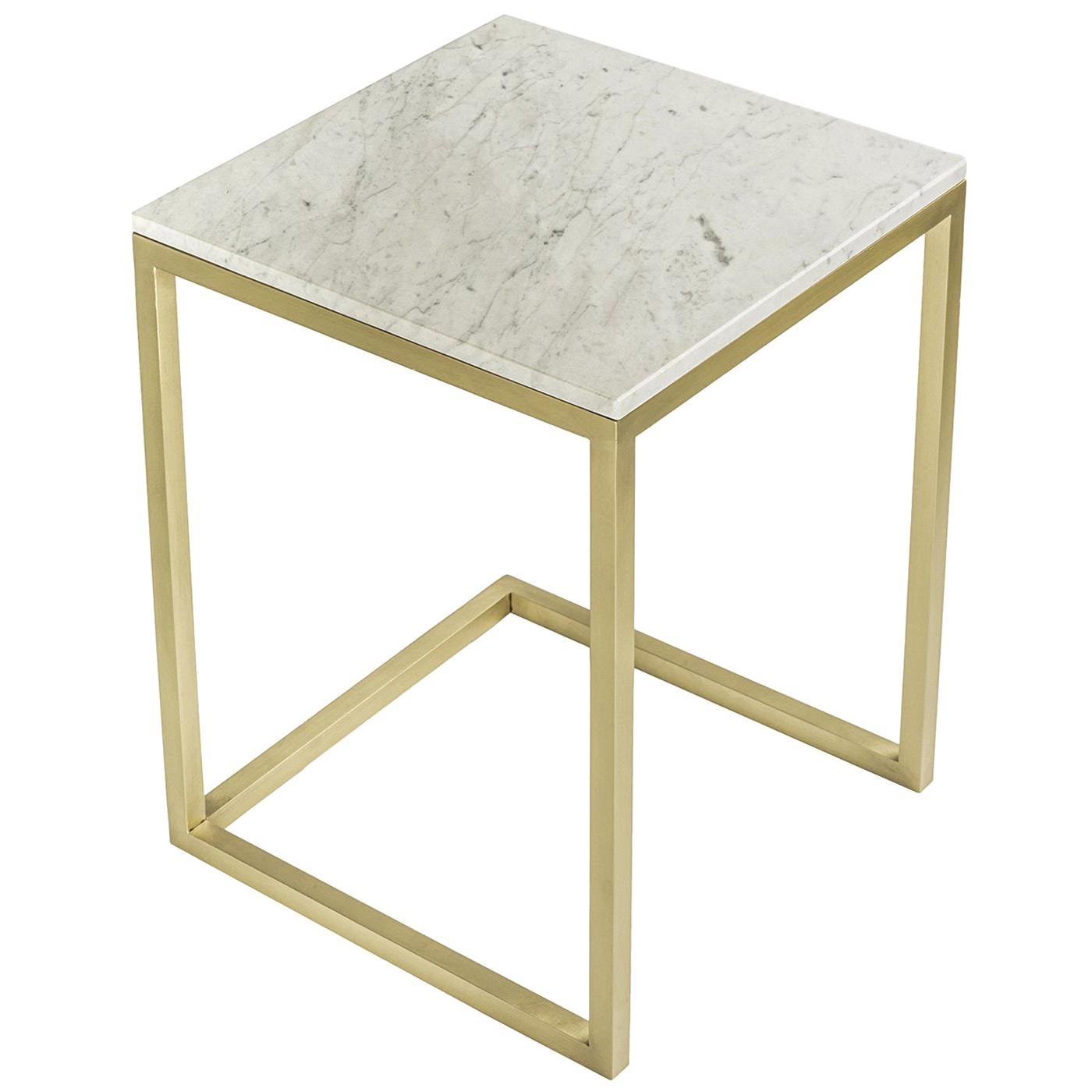 Esopo Brass and White Marble Side Table by Antonio Saporito For Sale