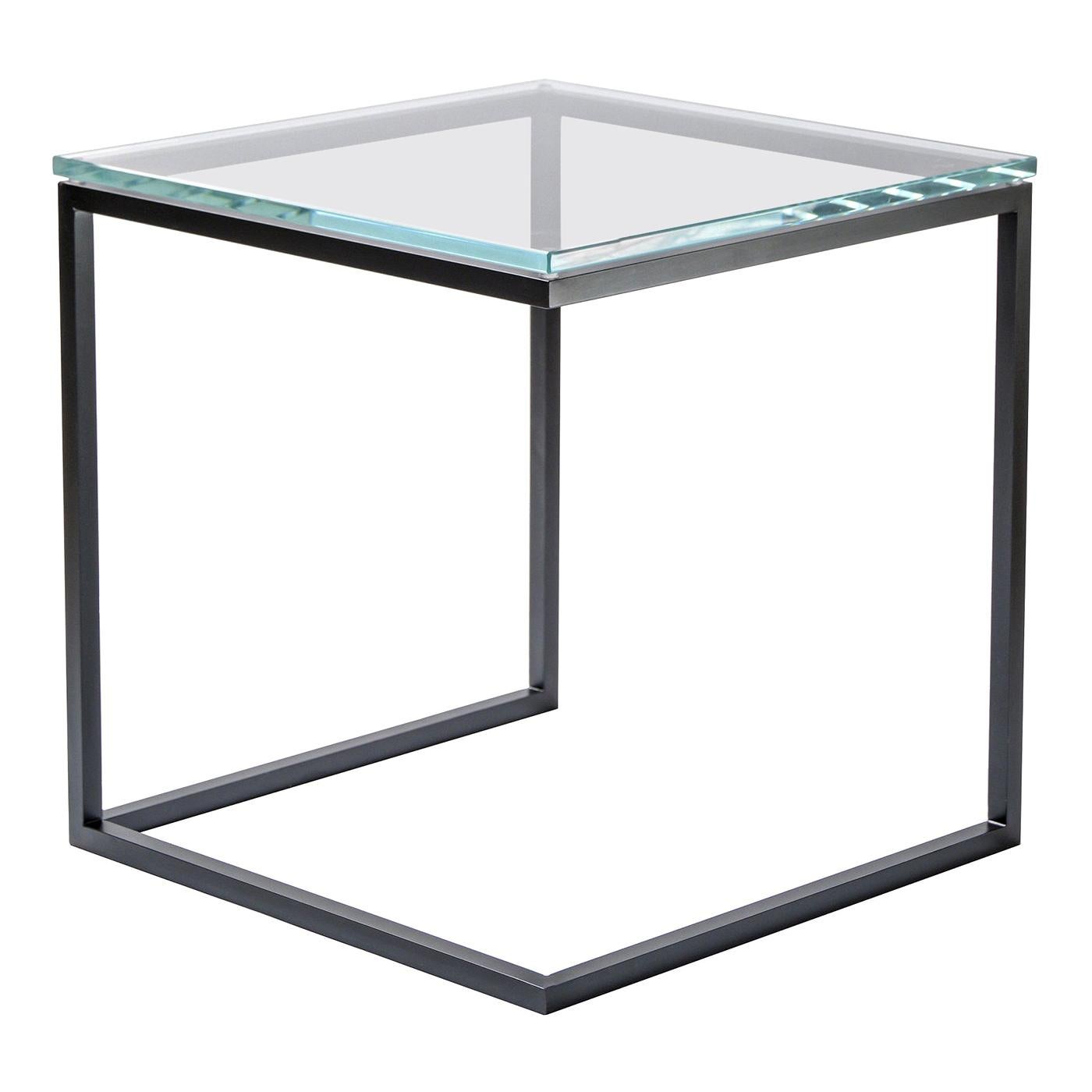 Esopo Cubic Side Table in Iron and Glass by Antonio Saporito For Sale