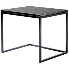 Esopo Modern Handmade Iron Coffee Table with Black Marquina Marble Top