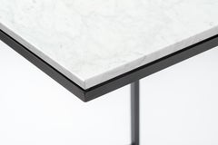 “ESOPO” Modern Handmade Iron Side Table with White Carrara Marble Square Top