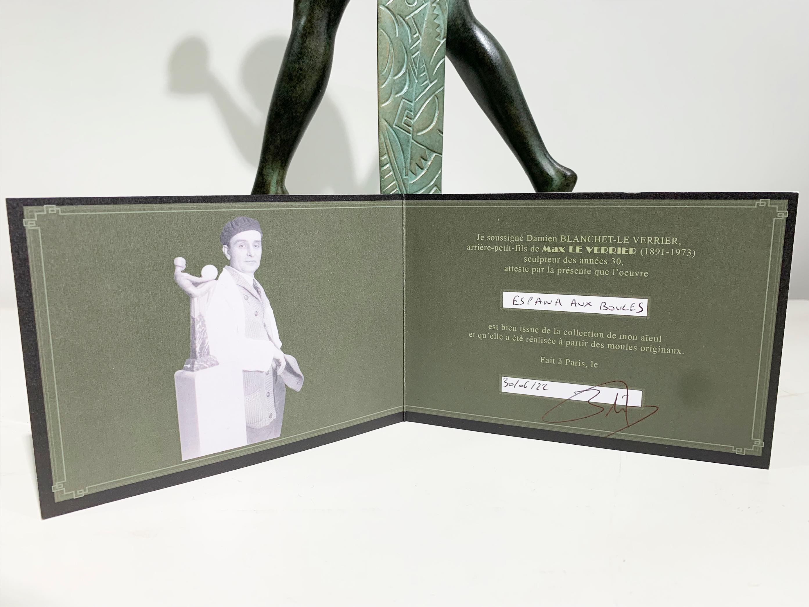 Espana Aux Boules Dancer Sculpture by Raymonde Guerbe for Max Le Verrier, Signed For Sale 5