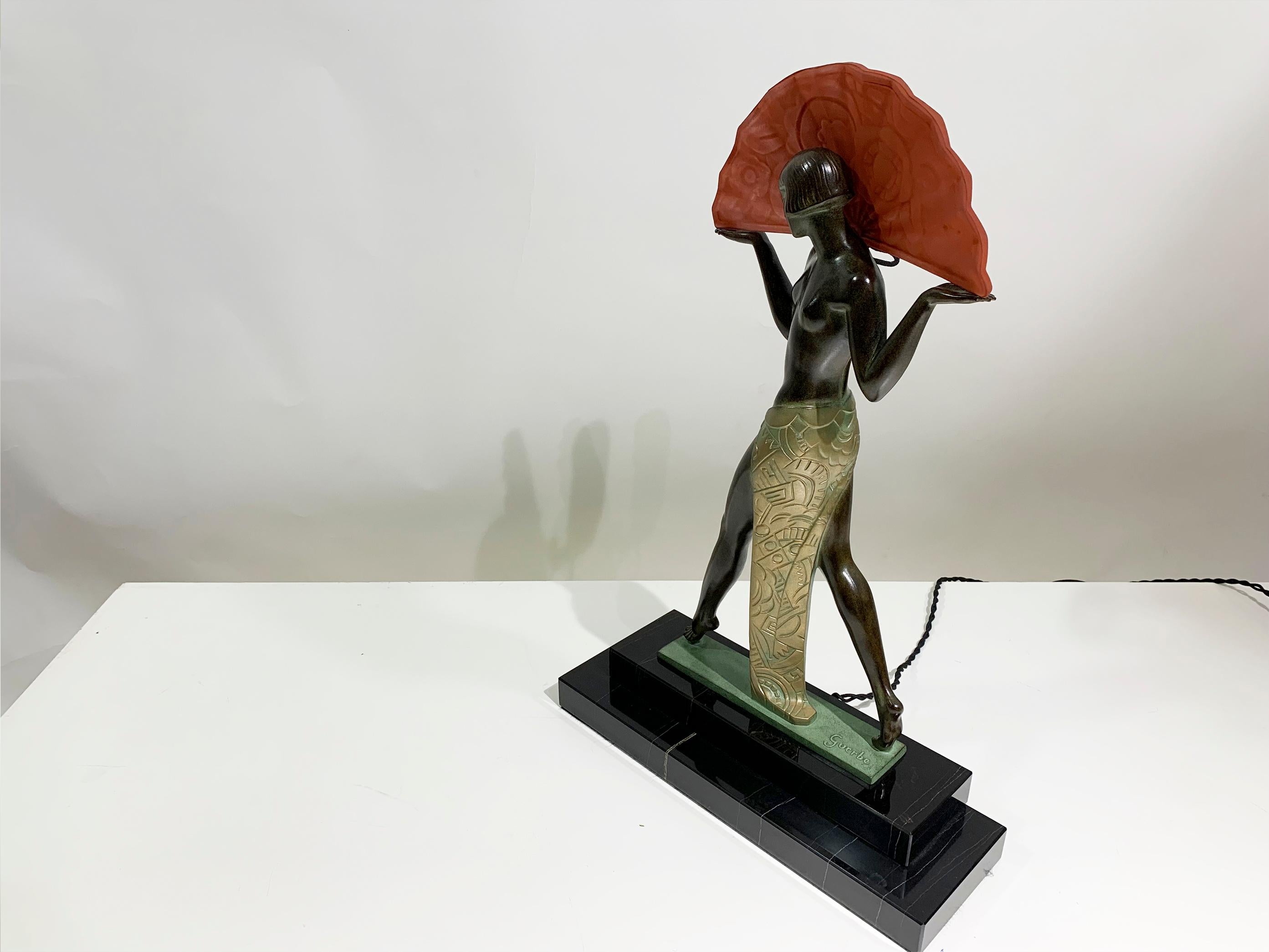 Lampe de table espagnole d'une danseuse espagnole par Raymonde Guerbe pour Max Le Verrier en vente 3