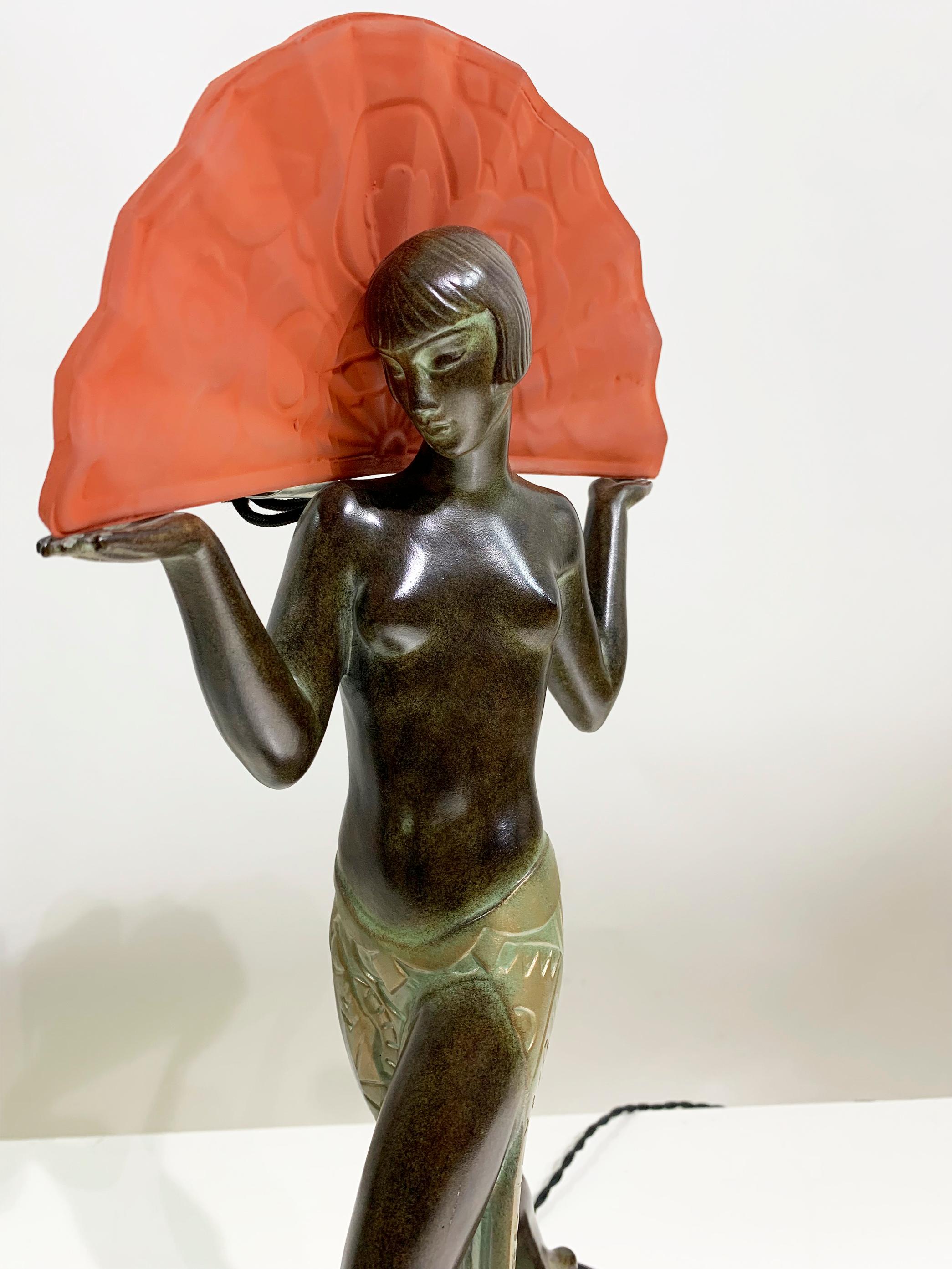 Espana Sculpture Spanish Dancer Table Lamp by Raymonde Guerbe for Max Le Verrier For Sale 5
