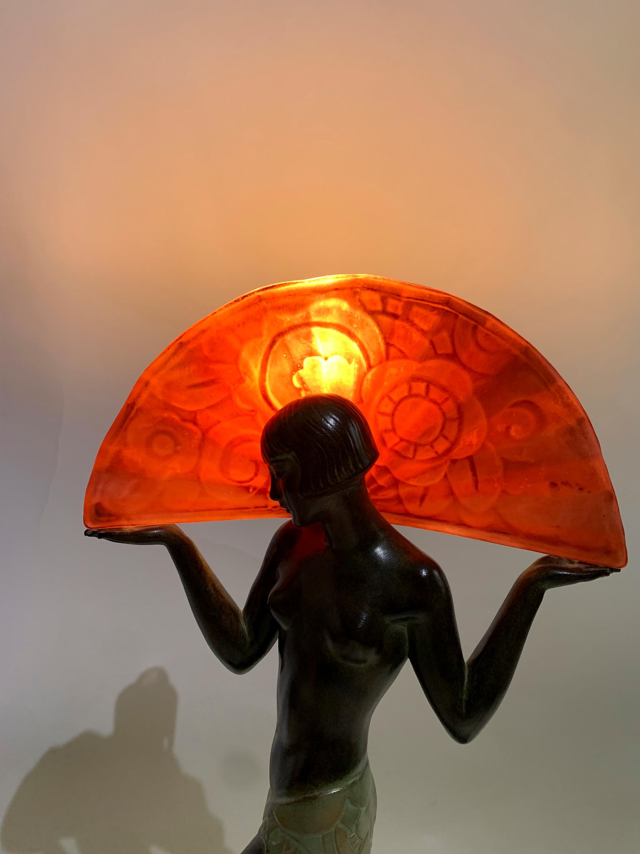 Espana Sculpture Spanish Dancer Table Lamp by Raymonde Guerbe for Max Le Verrier For Sale 6