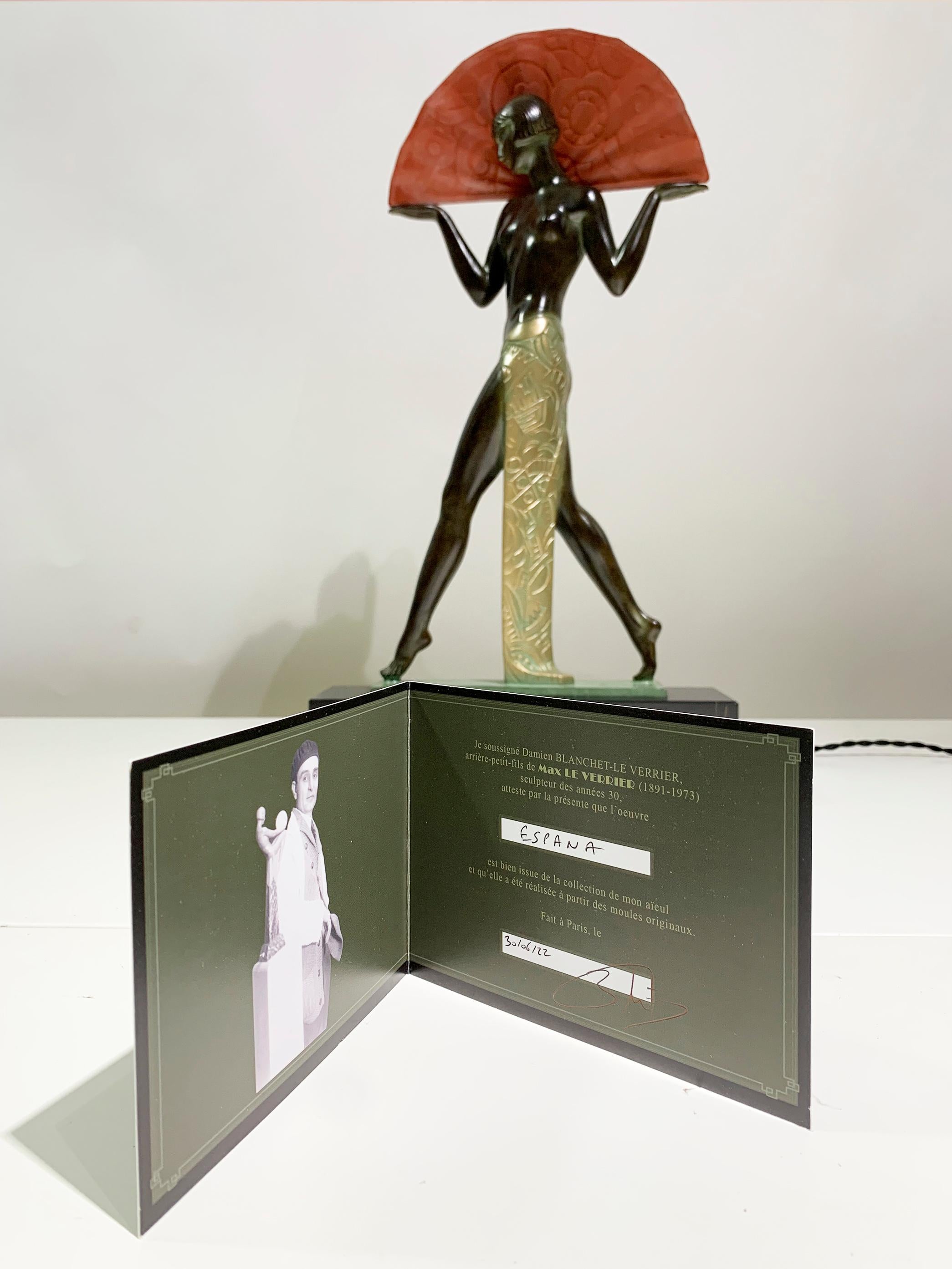 Lampe de table espagnole d'une danseuse espagnole par Raymonde Guerbe pour Max Le Verrier en vente 8