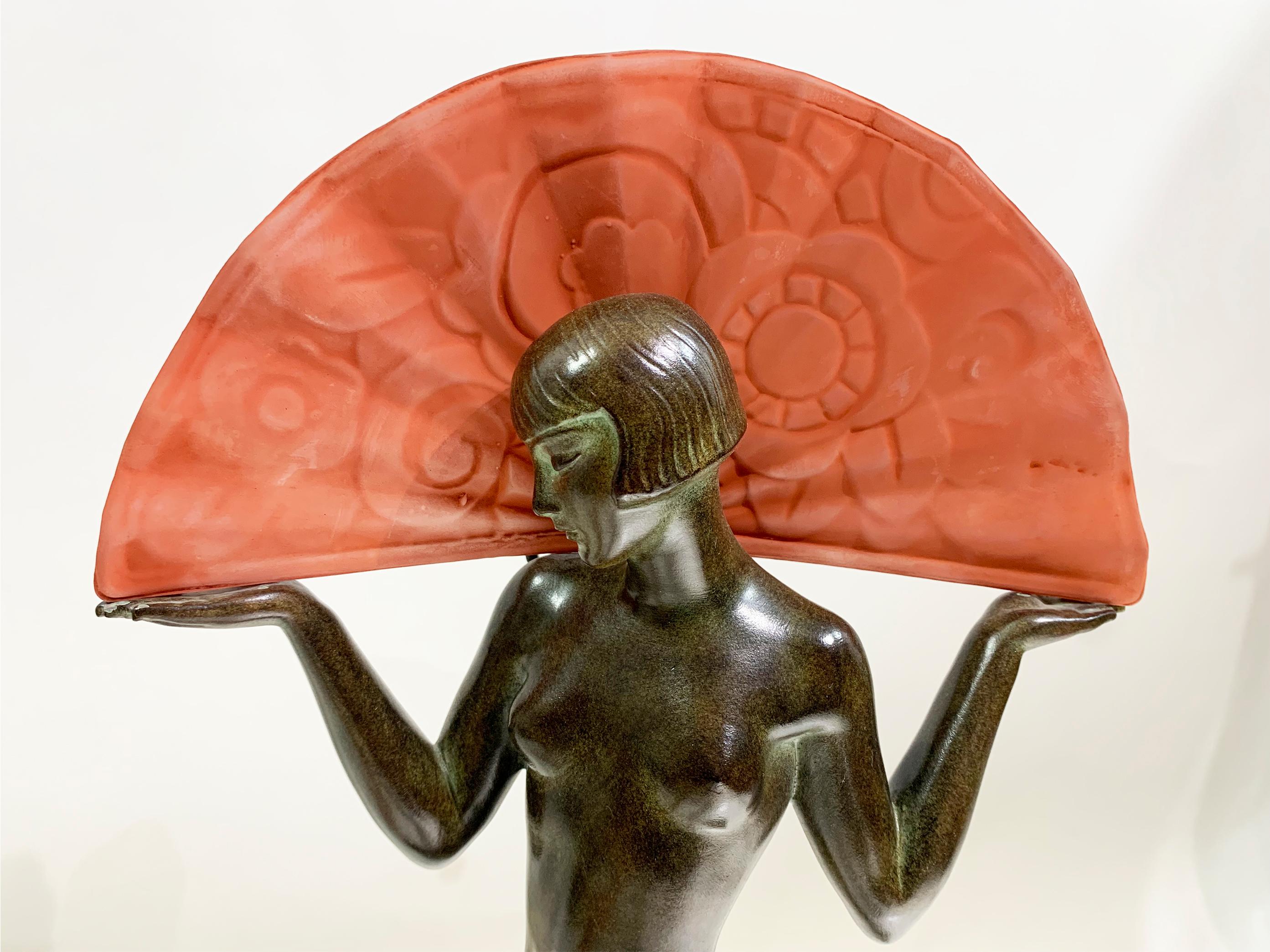 Art Deco Espana Sculpture Spanish Dancer Table Lamp by Raymonde Guerbe for Max Le Verrier For Sale