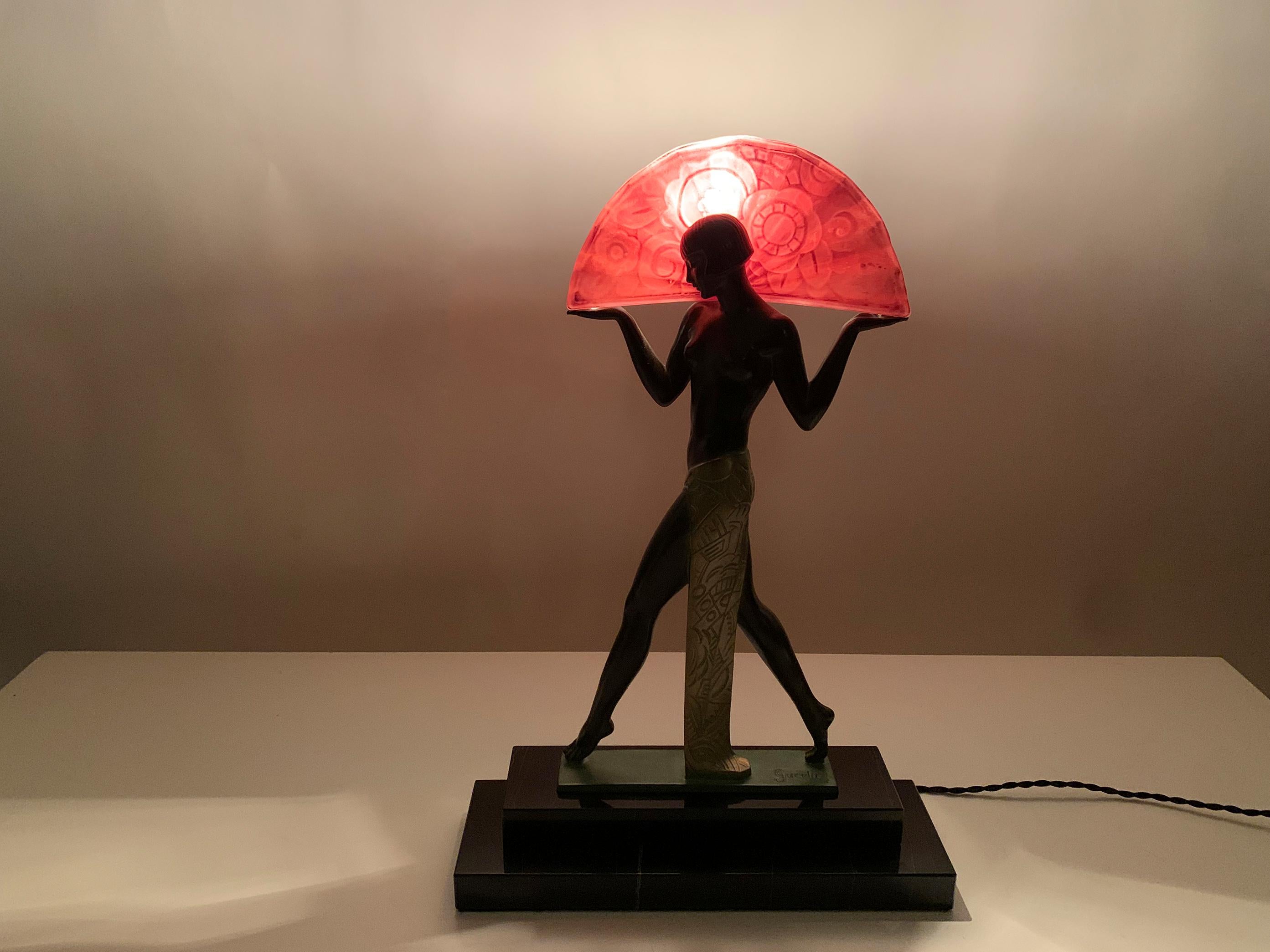 Metal Espana Sculpture Spanish Dancer Table Lamp by Raymonde Guerbe for Max Le Verrier For Sale