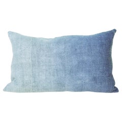 Espanyolet Hand-Painted Vintage Linen Throw Pillow in Blue 16"x26"