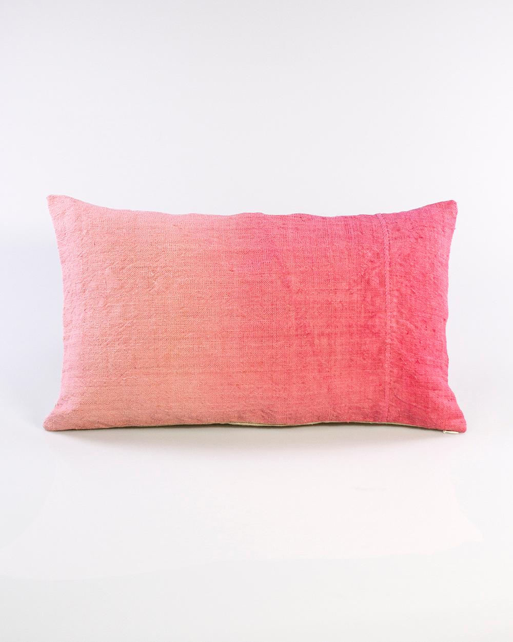 Espanyolet Hand-Painted Vintage Linen Throw Pillow in Pink Ombre 16