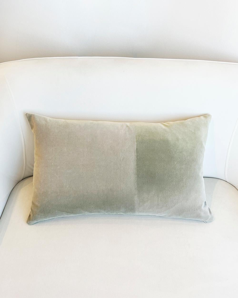 Espanyolet Hand-Painted Vintage Velvet Throw Pillow in Moss Green 16
