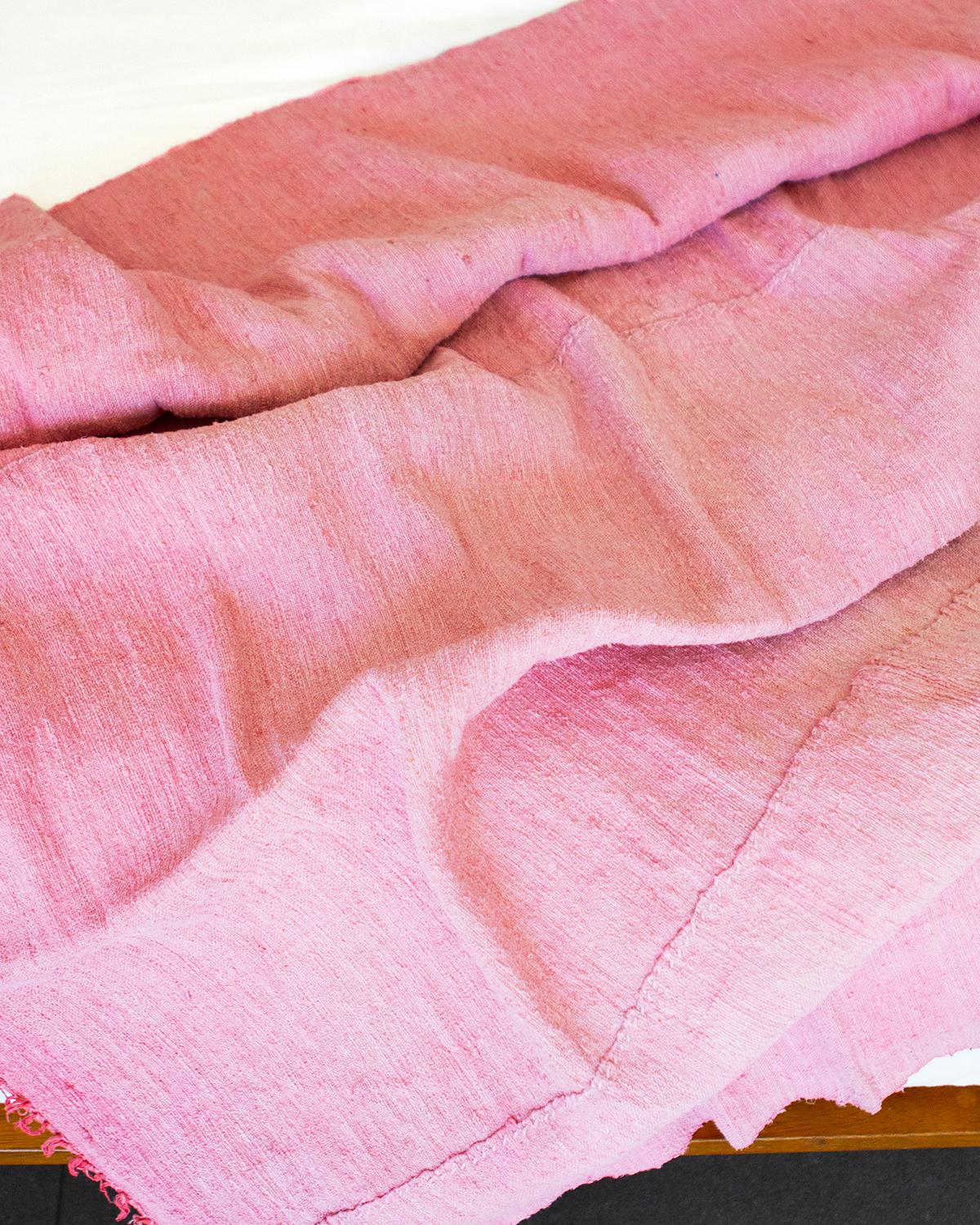 Spanish Espanyolet Pink Hand Painted Vintage Linen Throw made in Spain  For Sale