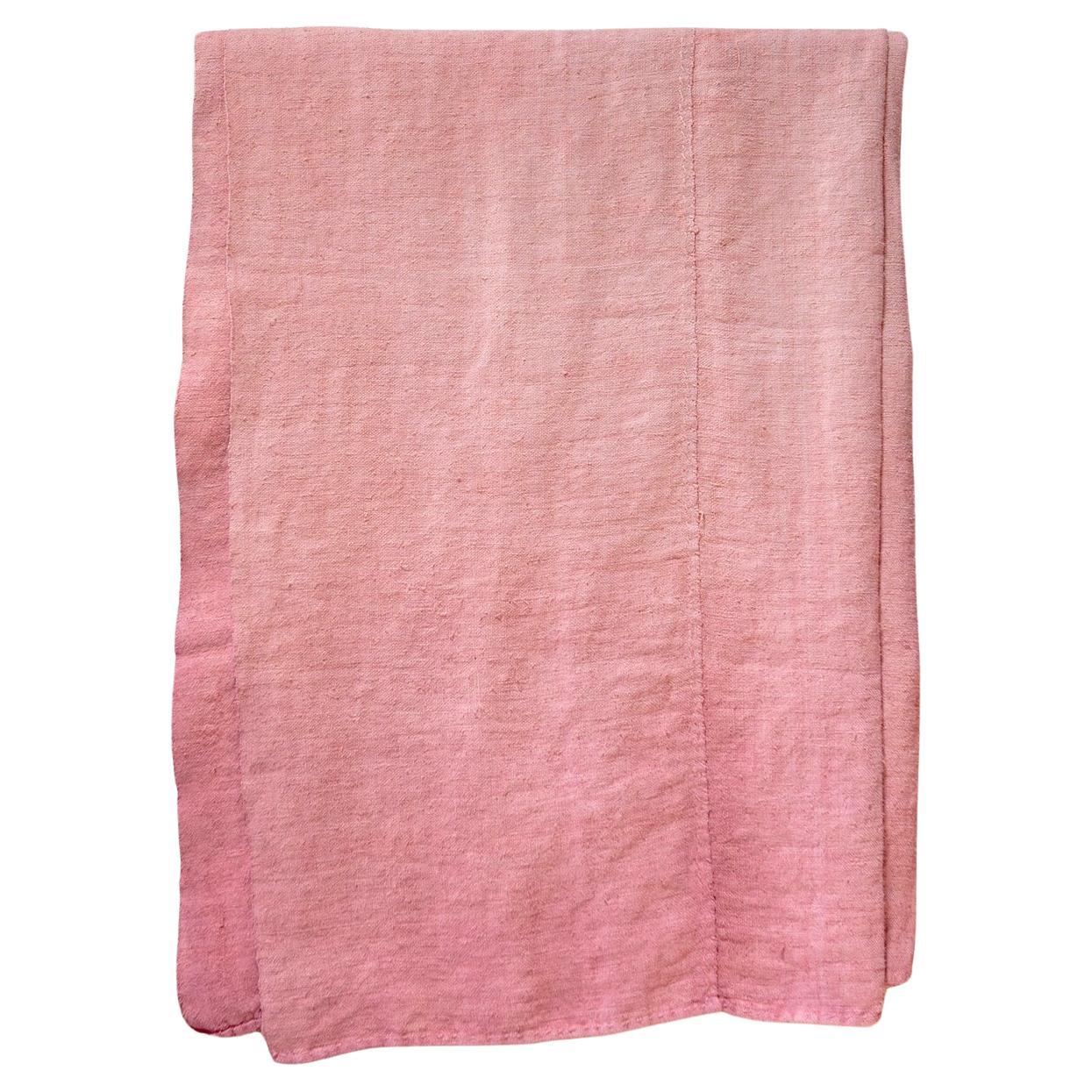 Espanyolet Pink Hand Painted Vintage Linen Throw made in Spain  For Sale