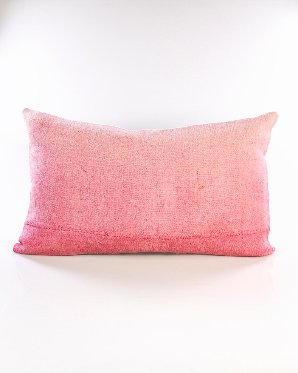 Hand-Crafted Espanyolet Pink Ombre Hand-Painted Vintage Linen Pillow 12