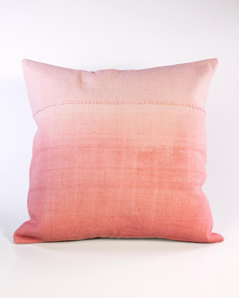 Hand-Crafted Espanyolet Pink Ombre Hand-Painted Vintage Linen Pillow 20