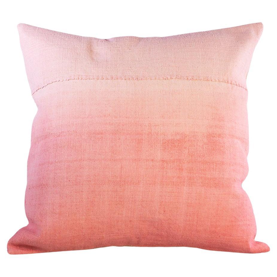 Espanyolet Pink Ombre Hand-Painted Vintage Linen Pillow 20"x20" For Sale
