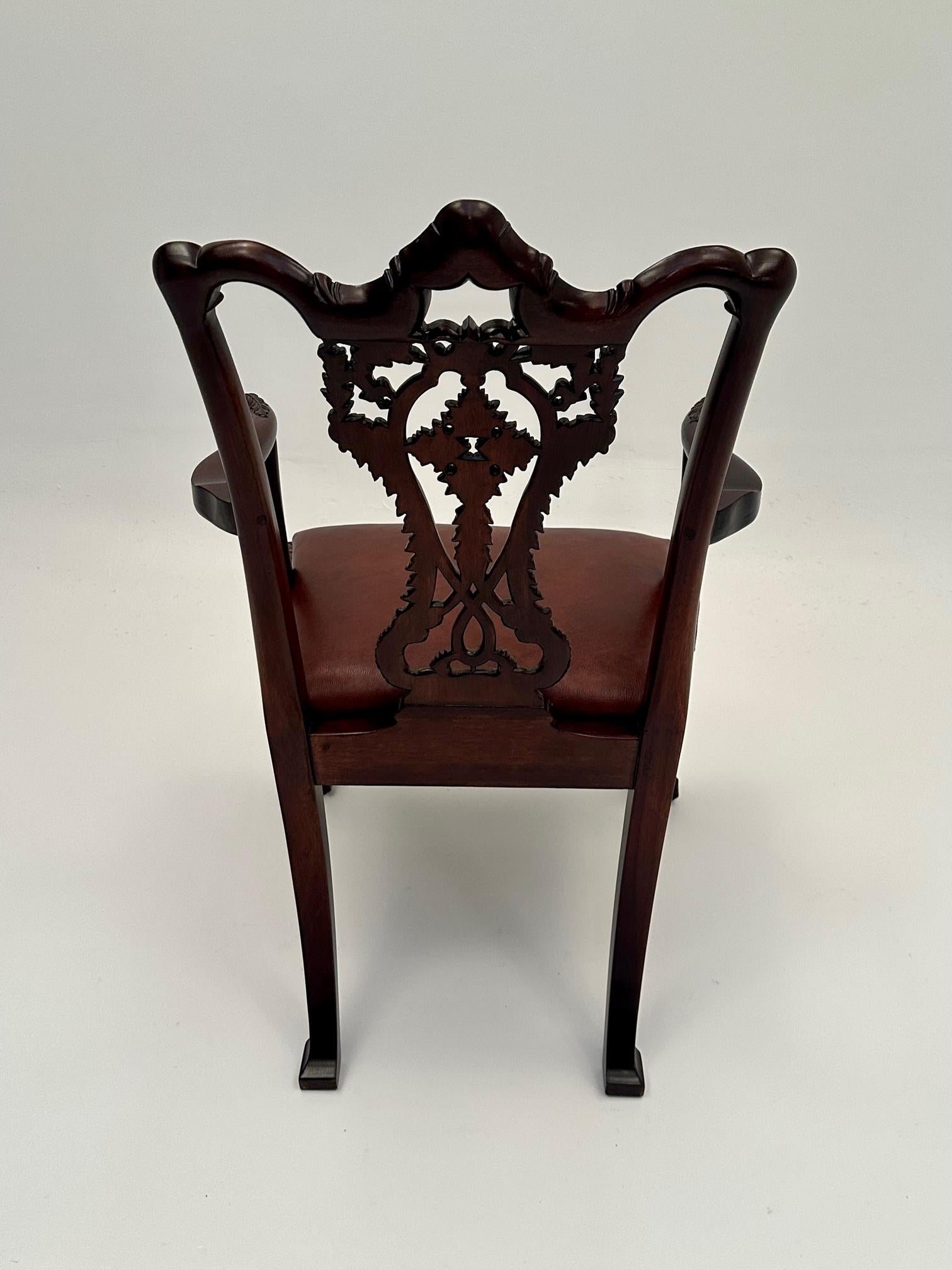 Especially Handsome Hand Carved Mahogany English Chippendale Style Armchair For Sale 7