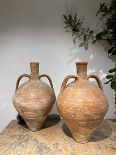 Espectacular Pareja De Cántaros De Barro Españoles