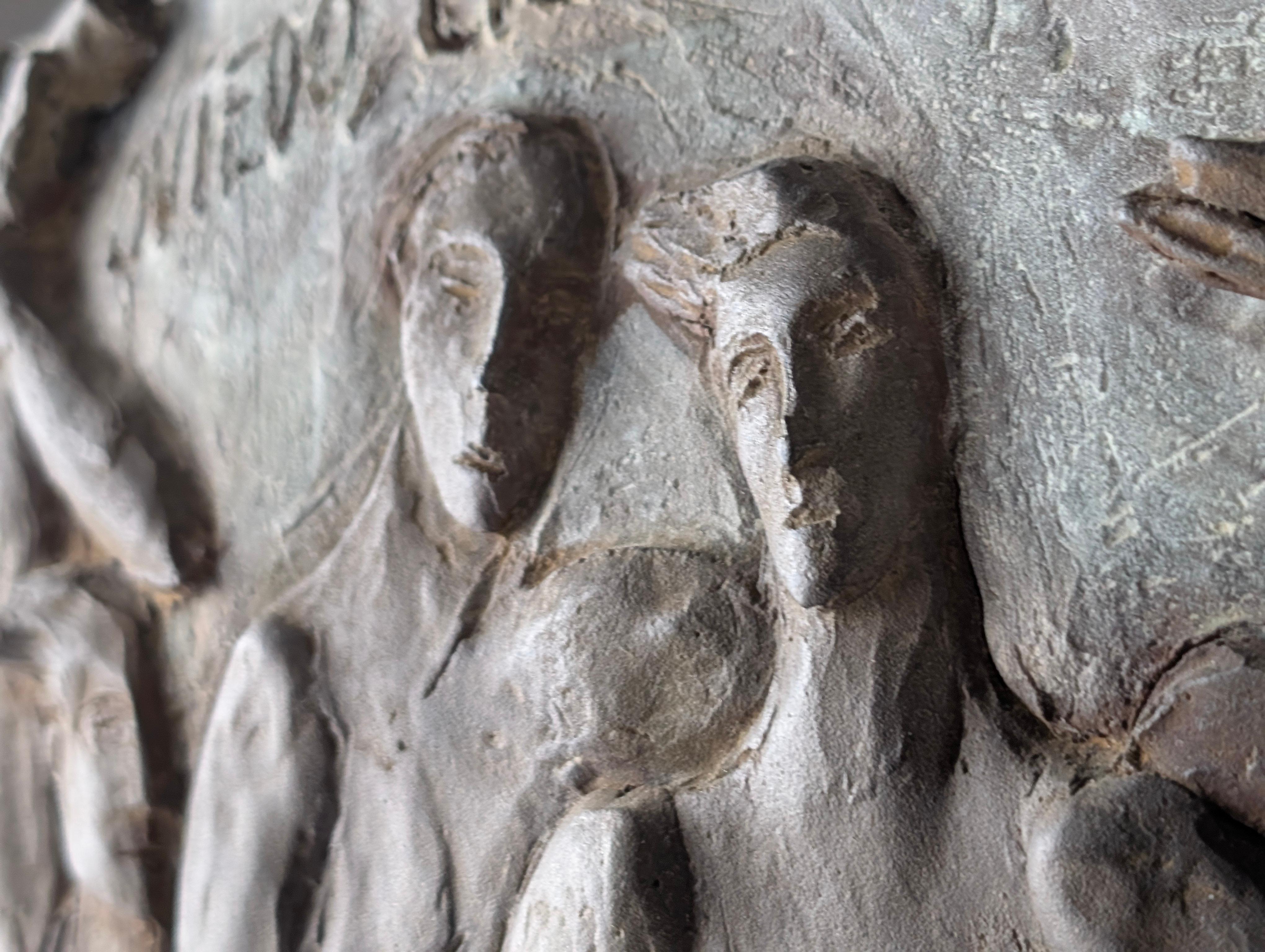 Brutalismo Esperanza d'Ors Bronze Relief Plaque Figurative Sculpture Spain 1990s in vendita