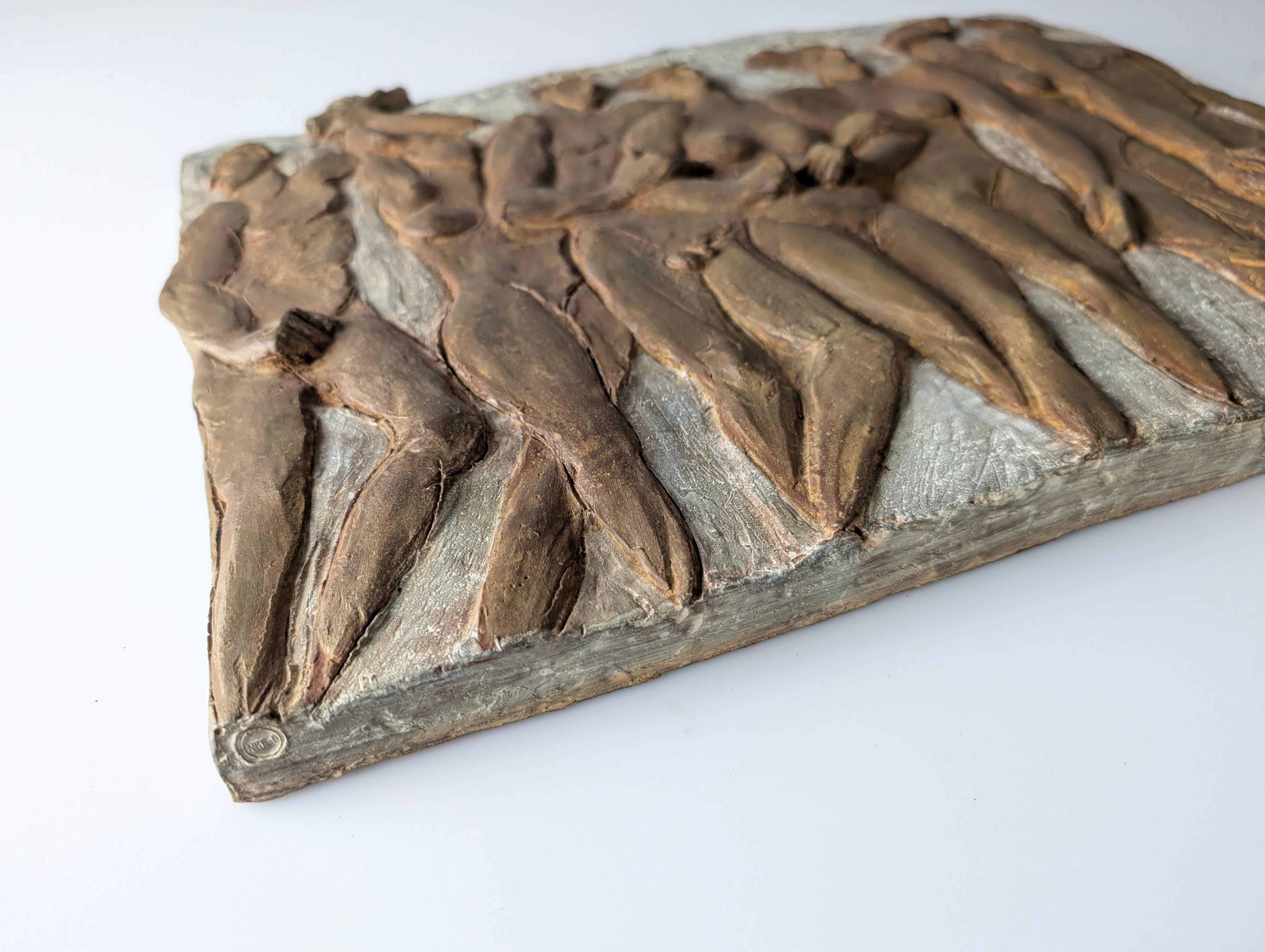 Bronzo Esperanza d'Ors Bronze Relief Plaque Figurative Sculpture Spain 1990s in vendita