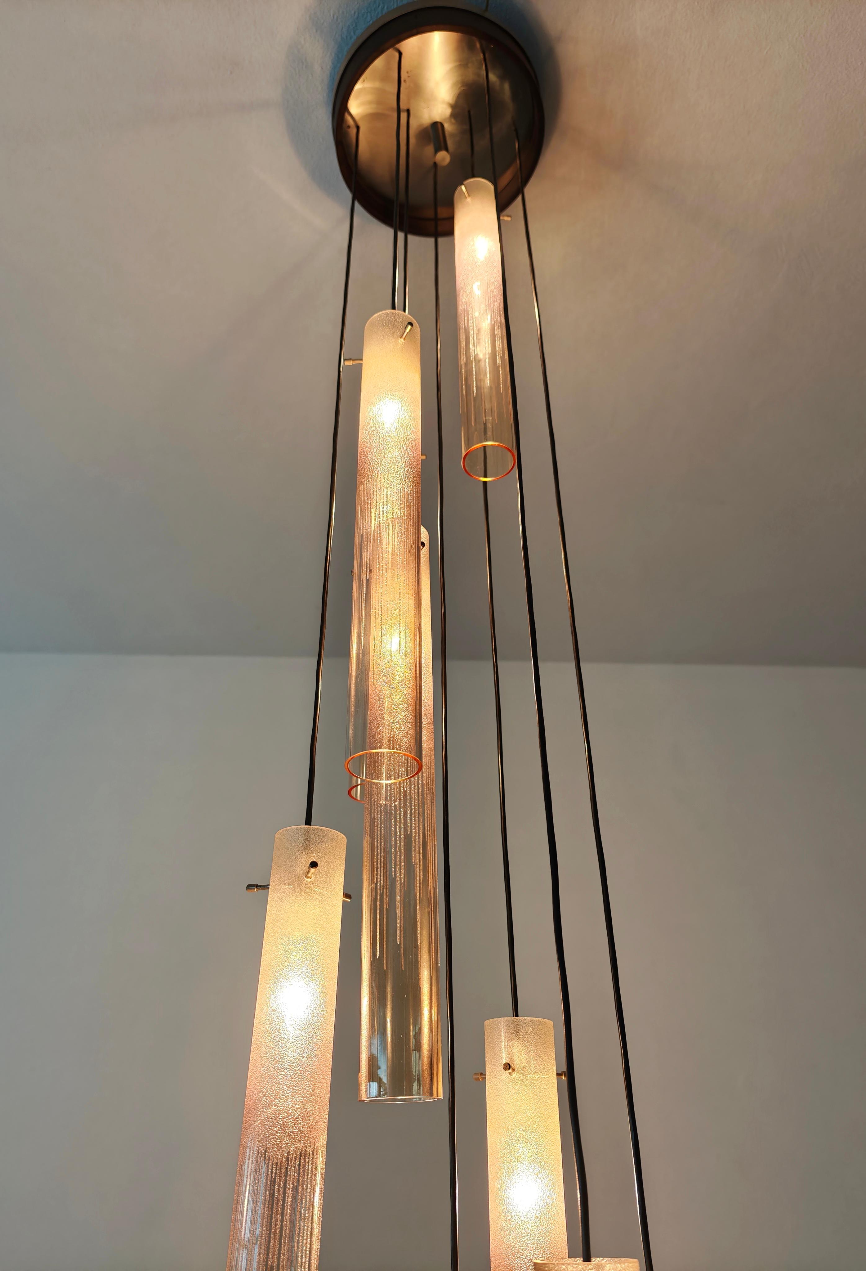 Lámpara Colgante Esperia con Cristal de Murano Producción Moderna de Mediano Siglo Italia Años 70 en venta 11