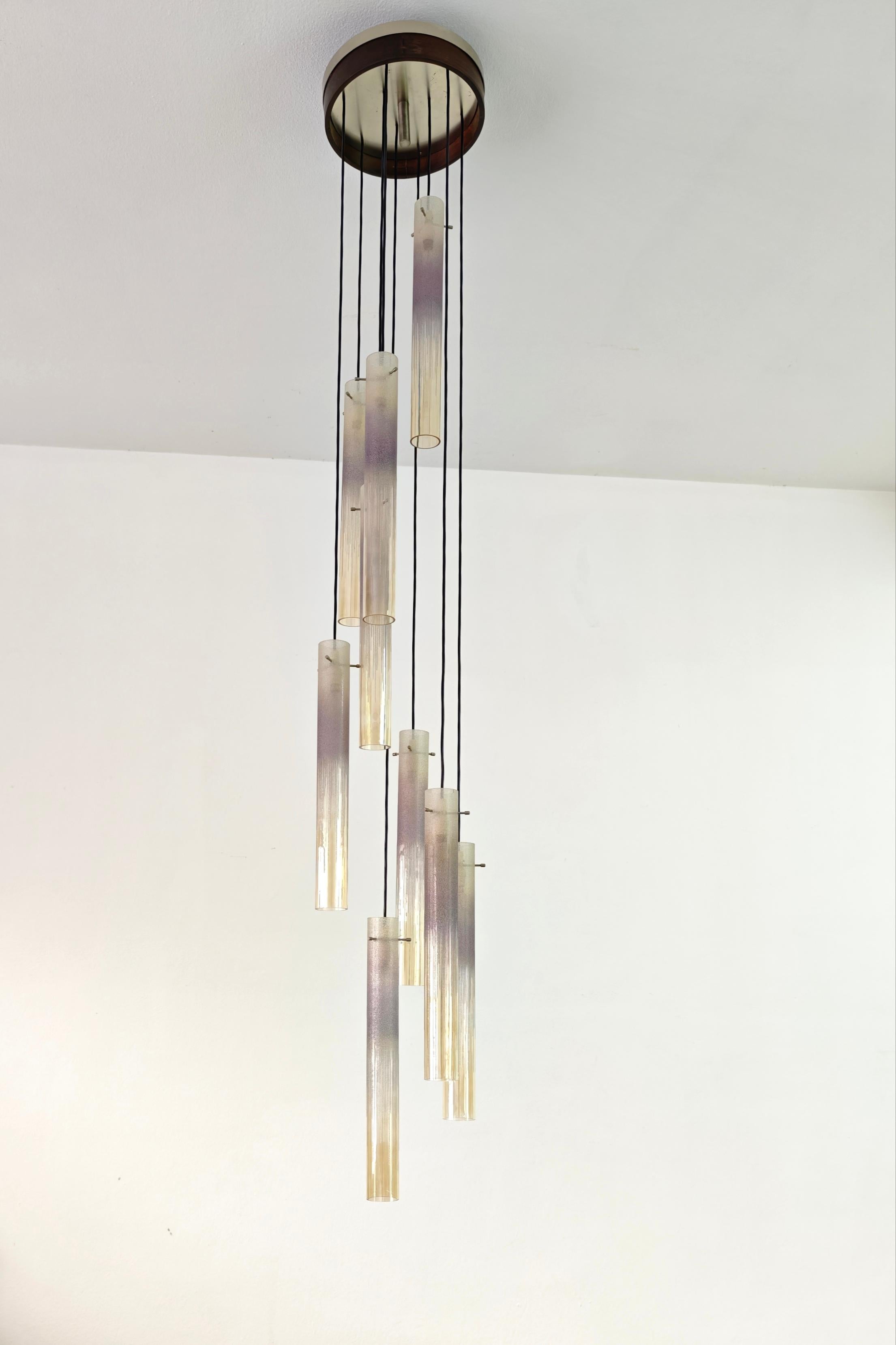 Lámpara Colgante Esperia con Cristal de Murano Producción Moderna de Mediano Siglo Italia Años 70 Italiano en venta