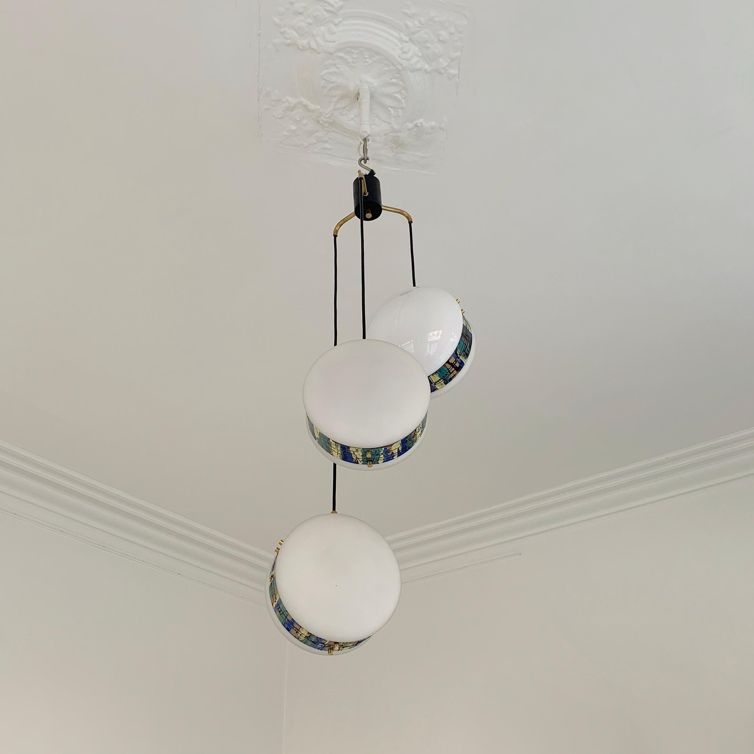 Esperia Signed Pendant Lamp by Angelo Brotto, circa 1960, Italy For Sale 2