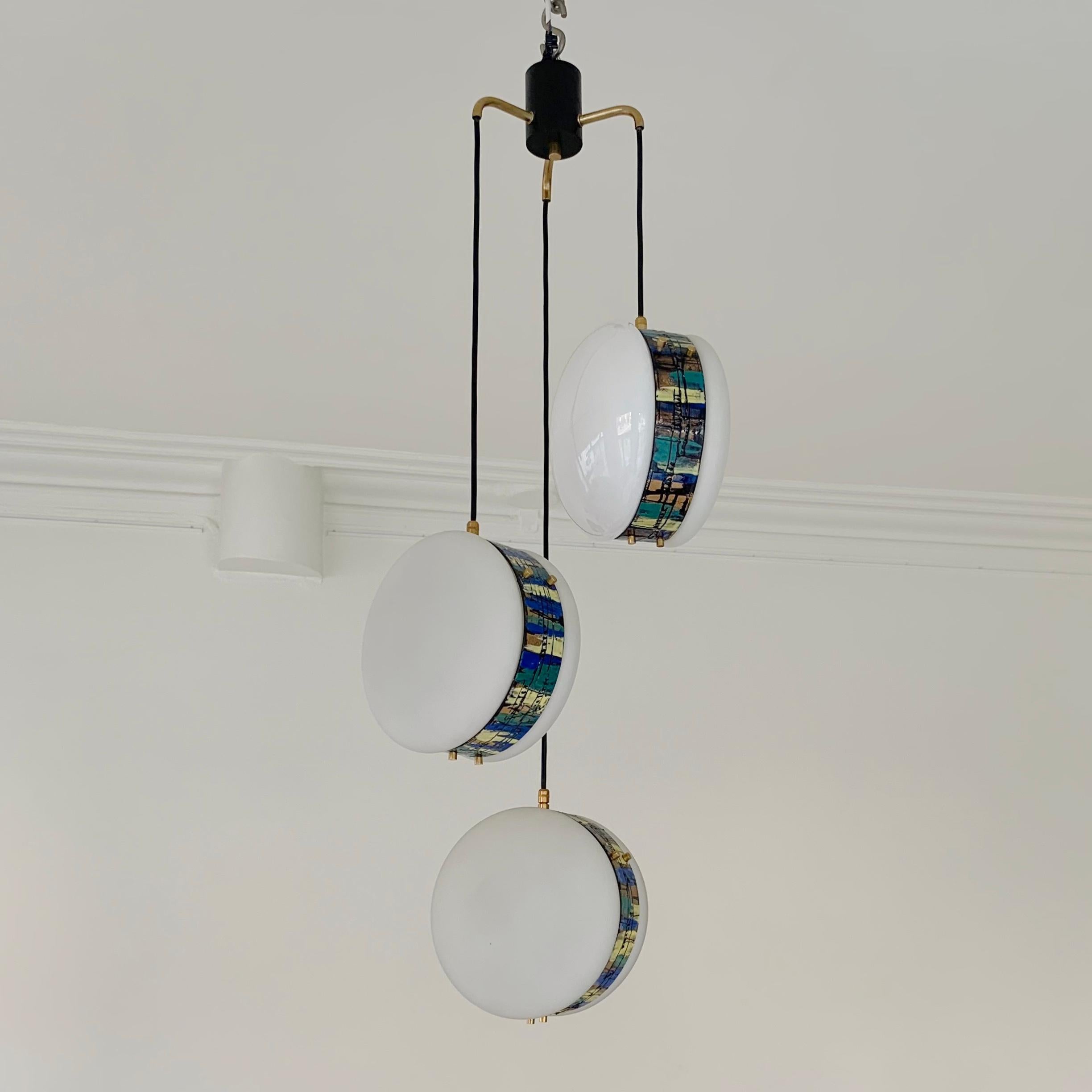 Mid-Century Modern Esperia Signed Pendant Lamp by Angelo Brotto, circa 1960, Italy For Sale