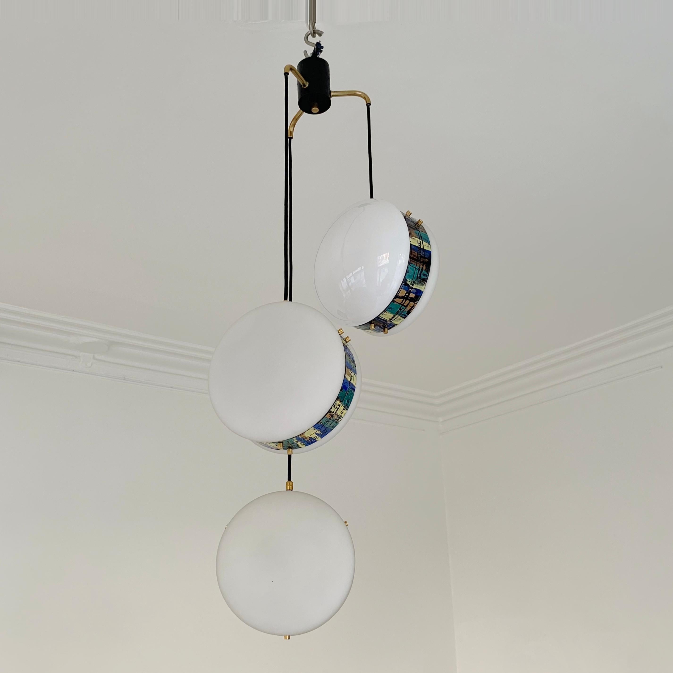 Mid-20th Century Esperia Signed Pendant Lamp by Angelo Brotto, circa 1960, Italy For Sale